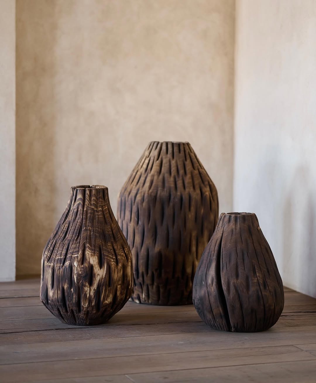 Wooden Hand-Carved Vessels