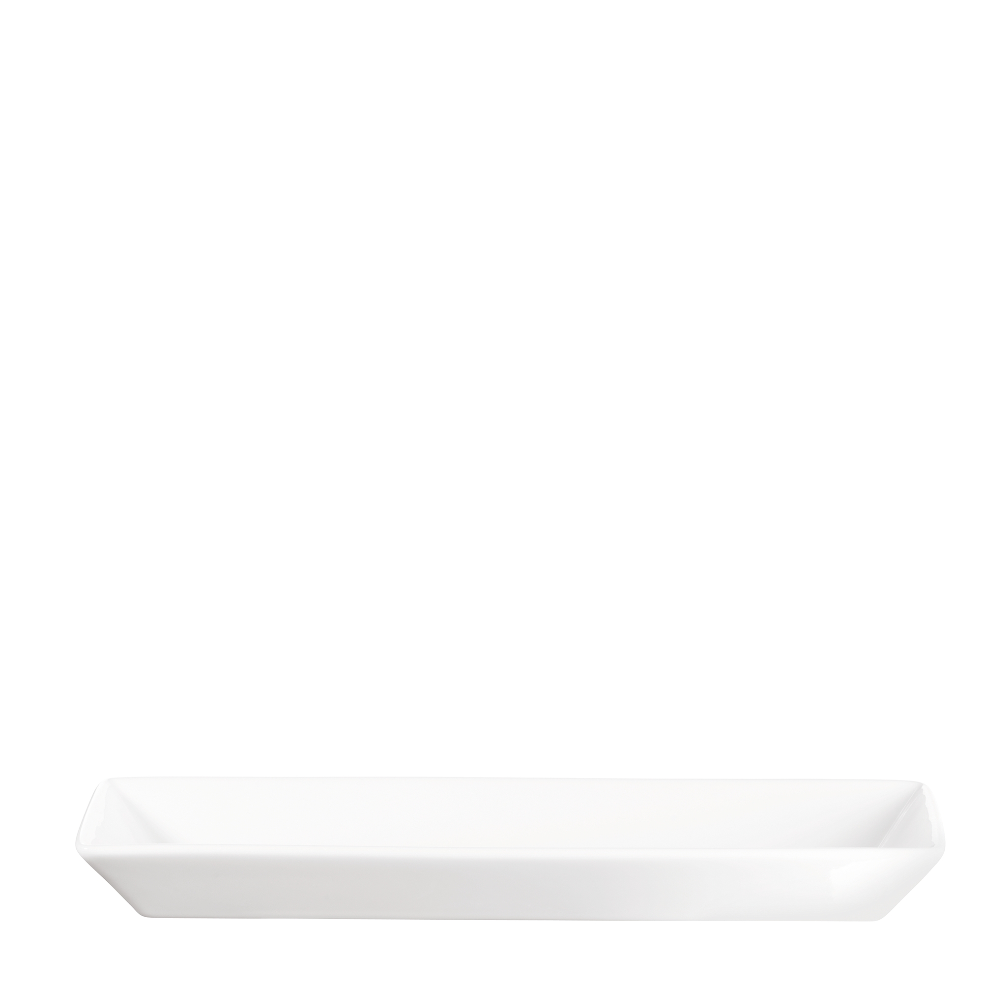 The tray/lid is made of white porcelain and has a rectangular shape with raised edges. It is designed to be used as both a serving tray and a lid for dishes. the tray/lid is heat-resistant , and can be used for baking, roasting.