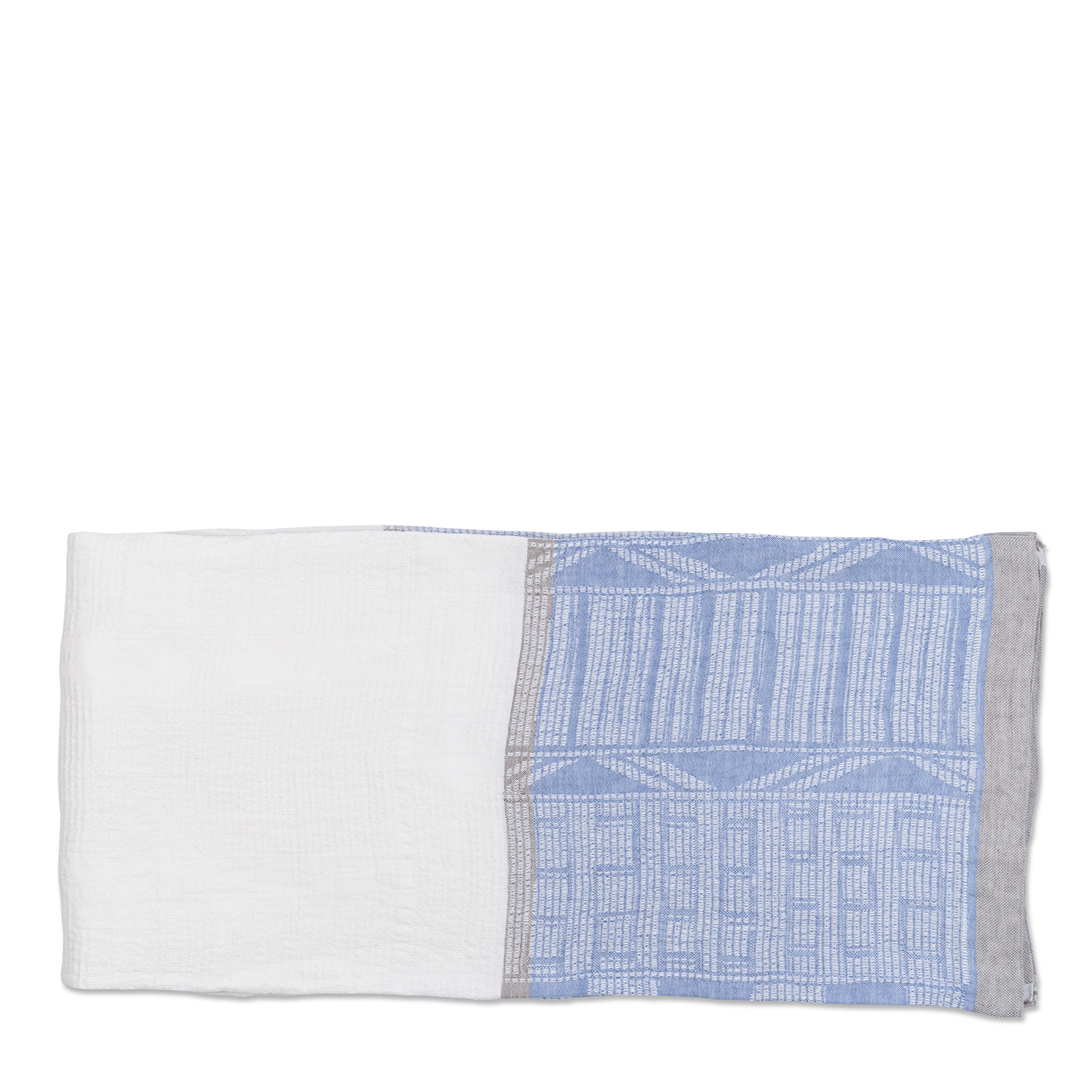 Bogolan Linen Lounge Throw - Sky Blue