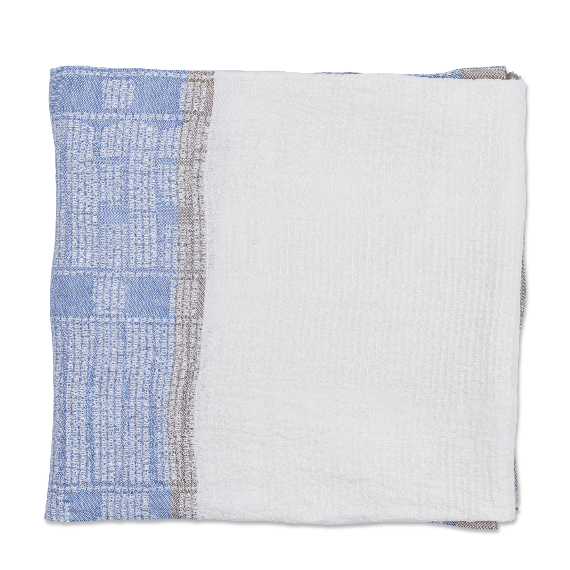 Bogolan Linen Lounge Throw - Sky Blue