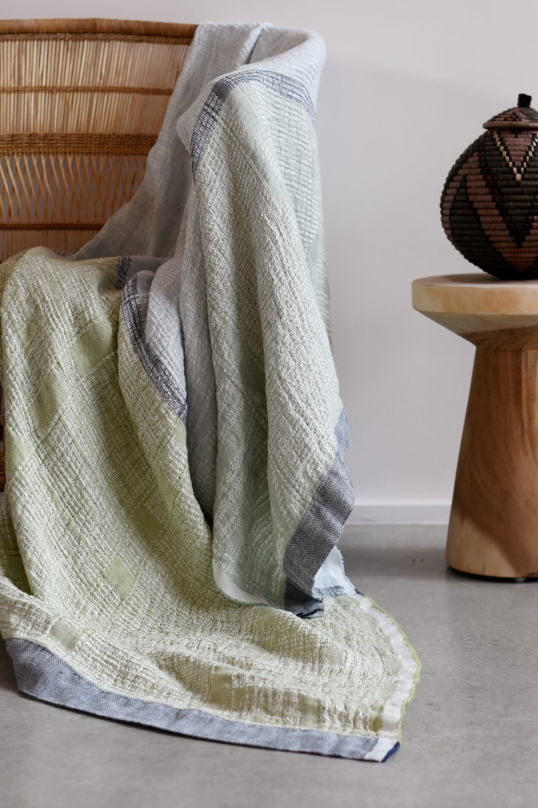 Bogolan Linen Lounge Throw - Agate