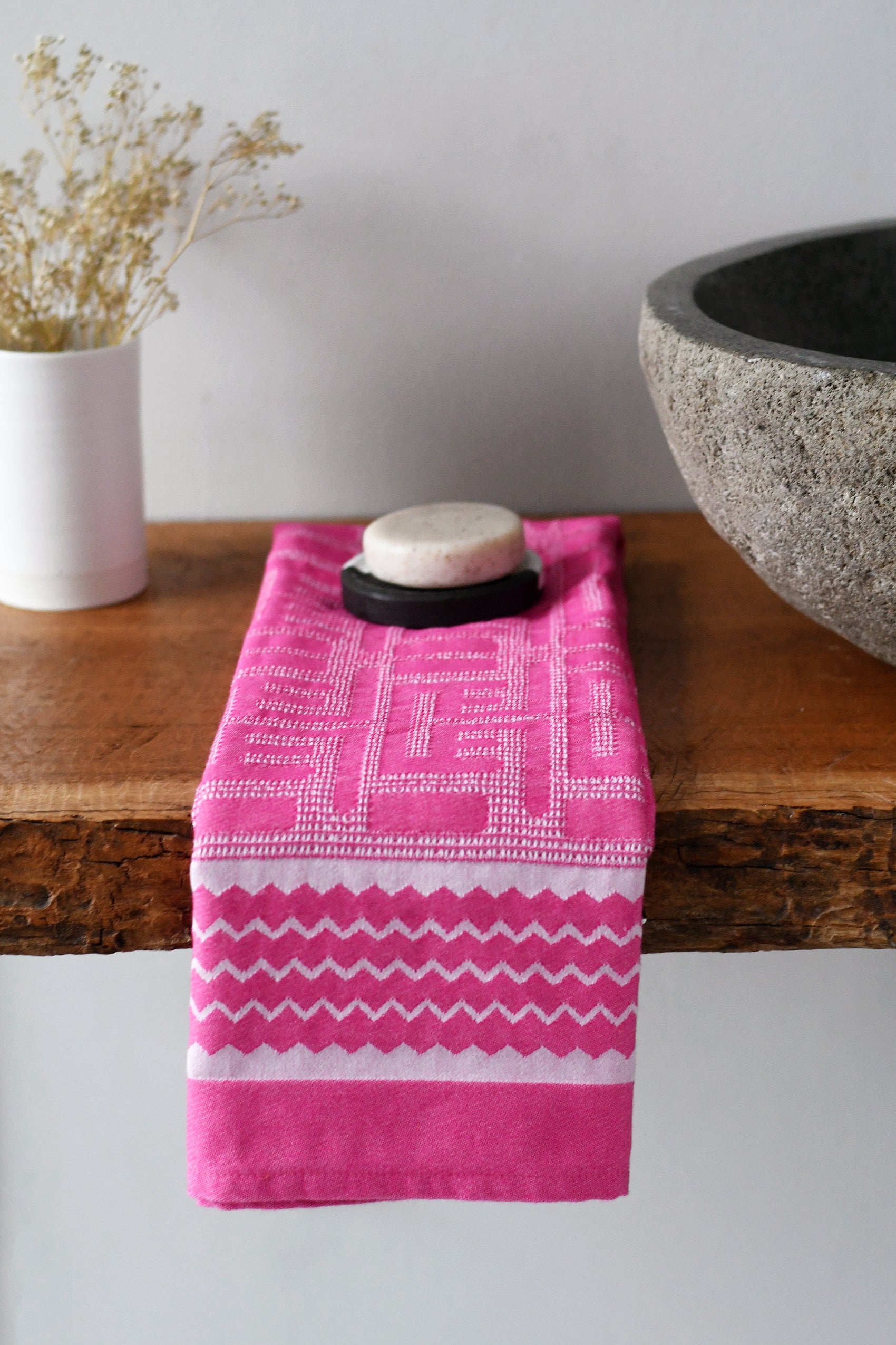 Kuba Waffle Hand Towel - Pink