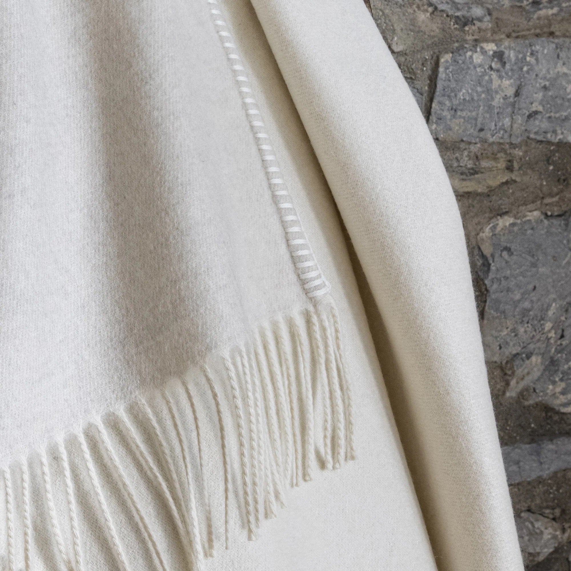 Melrose Two-Tone Throw - Pearl + Ecru