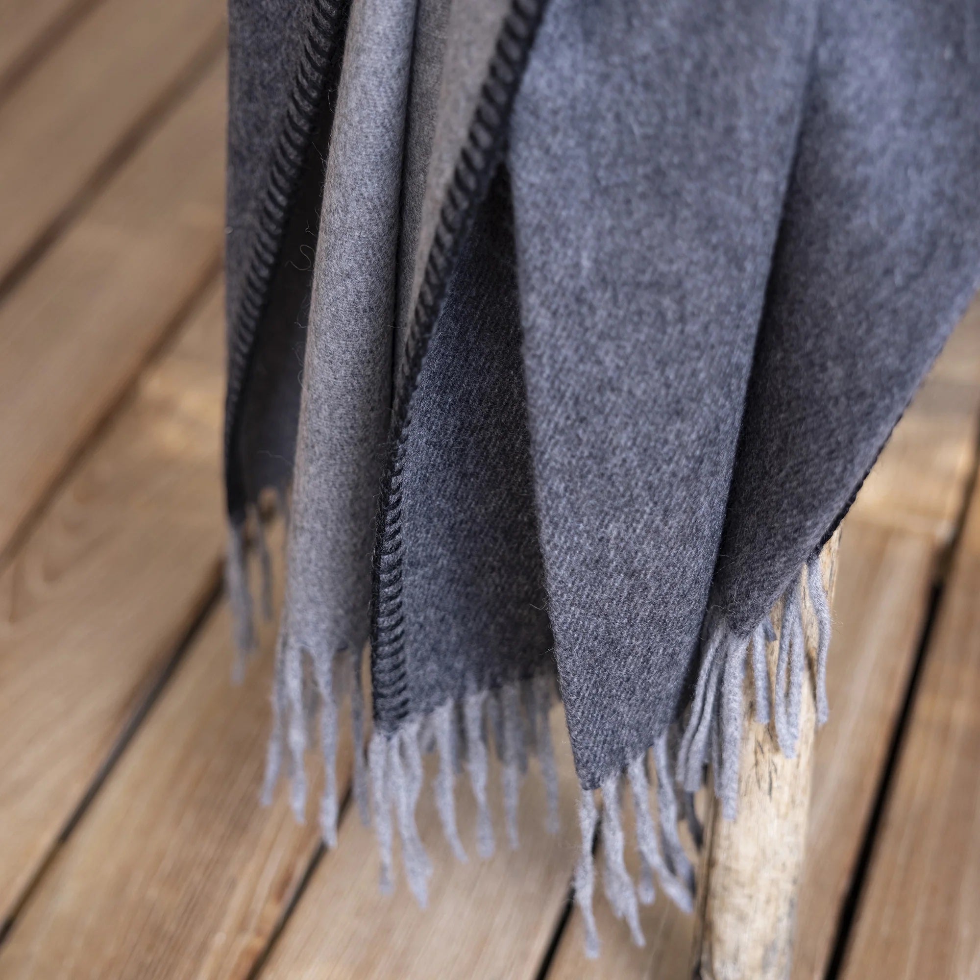 Melrose Two-Tone Throw - Steel + Grey