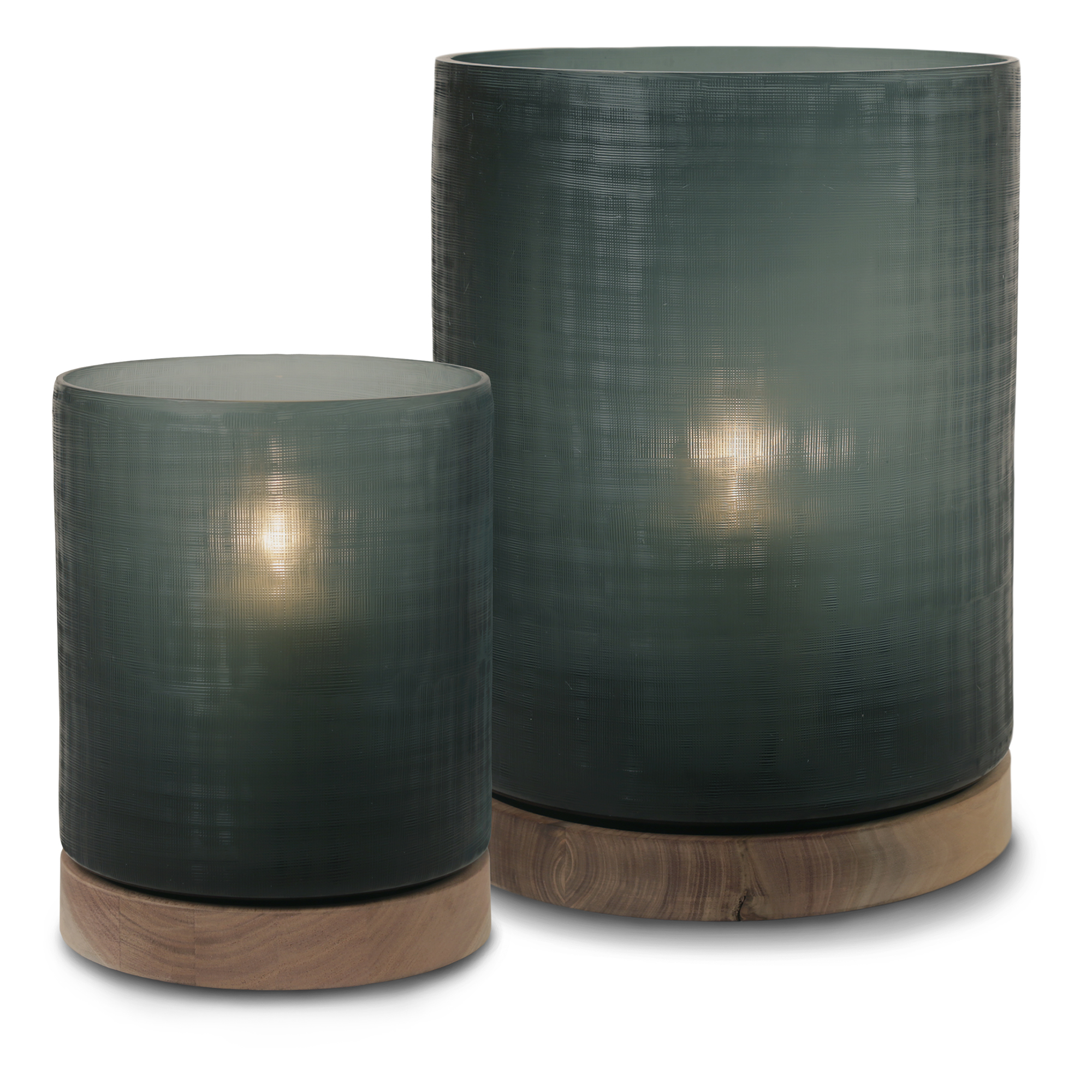 This elegant Aran Hurricane, made of glass and sycamore wood, captures attention with its simplicity and brings warm atmosphere into any indoor and outdoor space, casting soothing darker green shadows.
