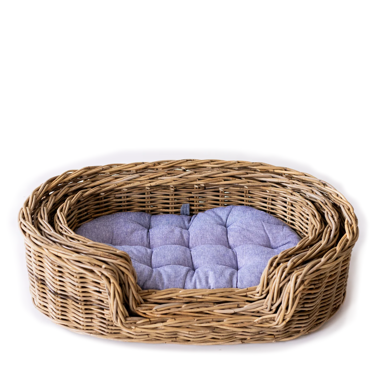 Oval Rattan Pet Bed with Pillow - Large