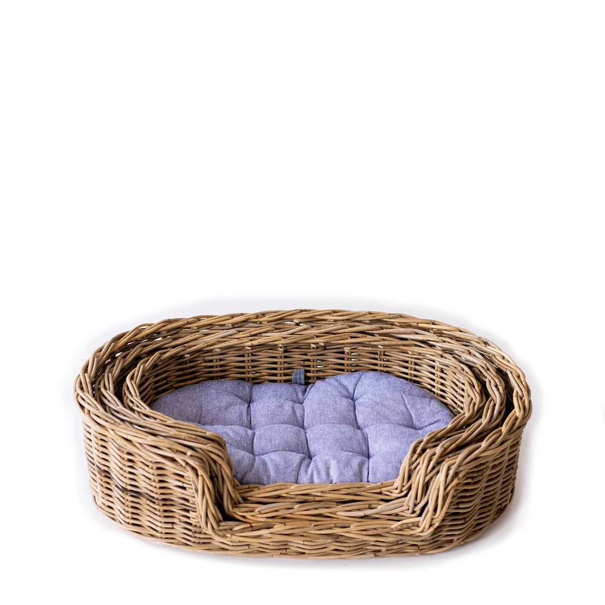 Oval Rattan Pet Bed with Pillow - Small