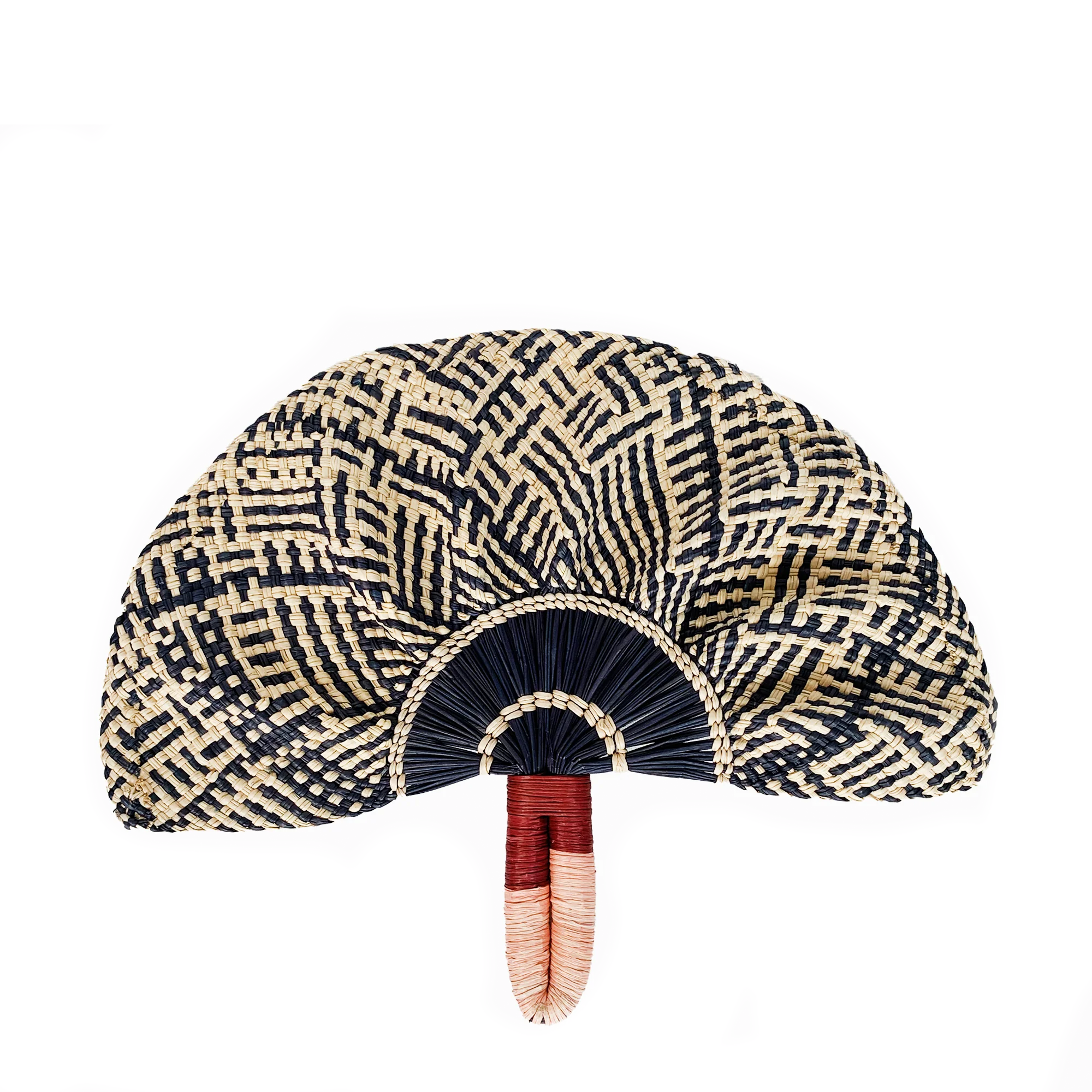 Toquilla Frilly Hand Fan - Navy + Burgundy