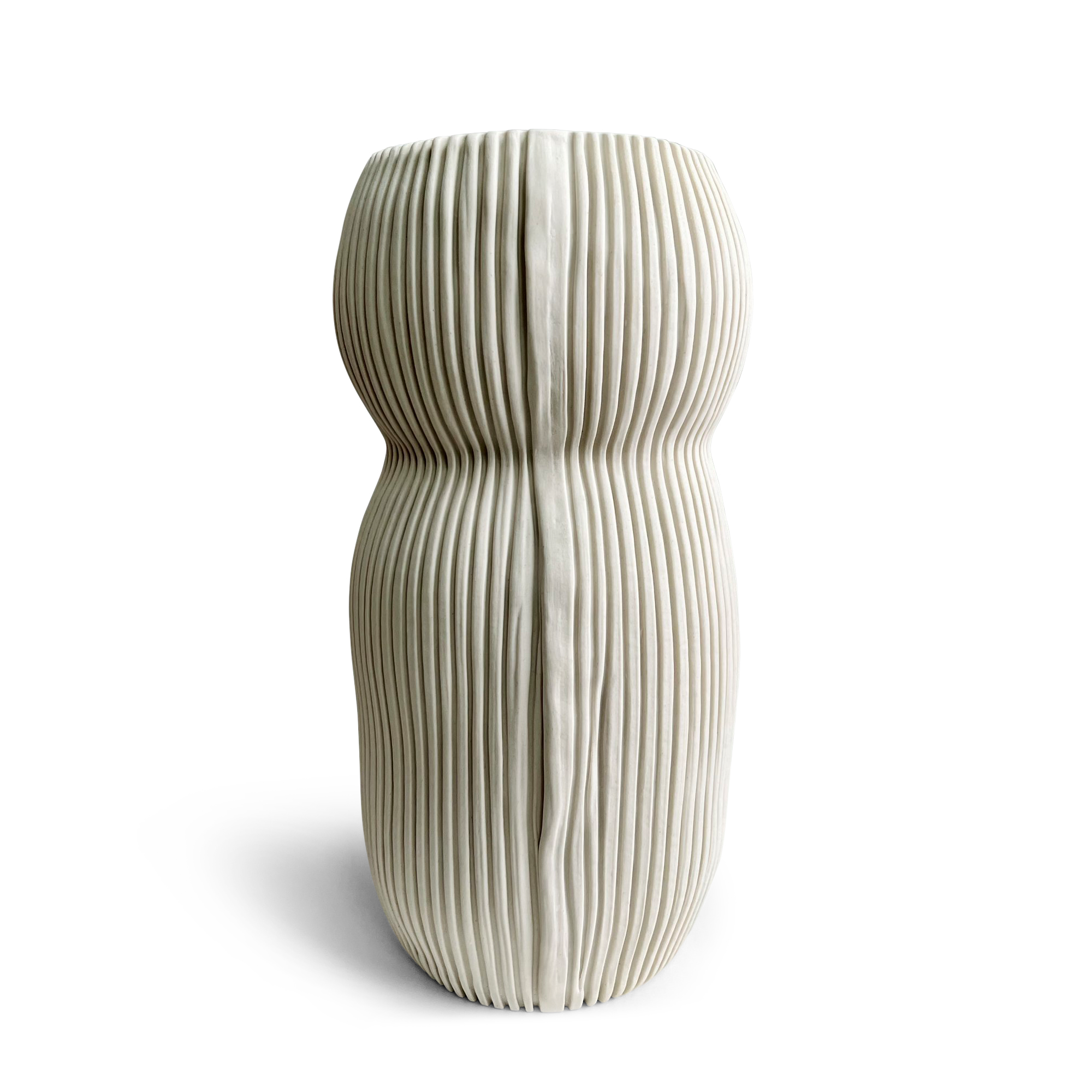 Round Curvy Vase - White