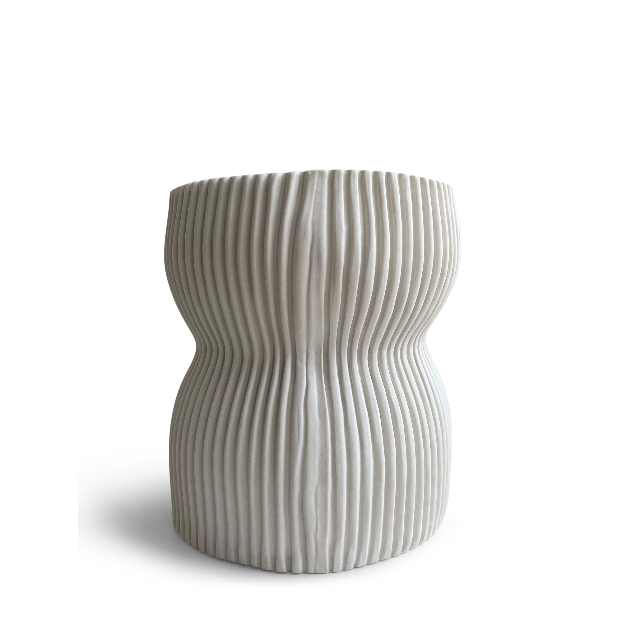 Round Curvy Vase - White