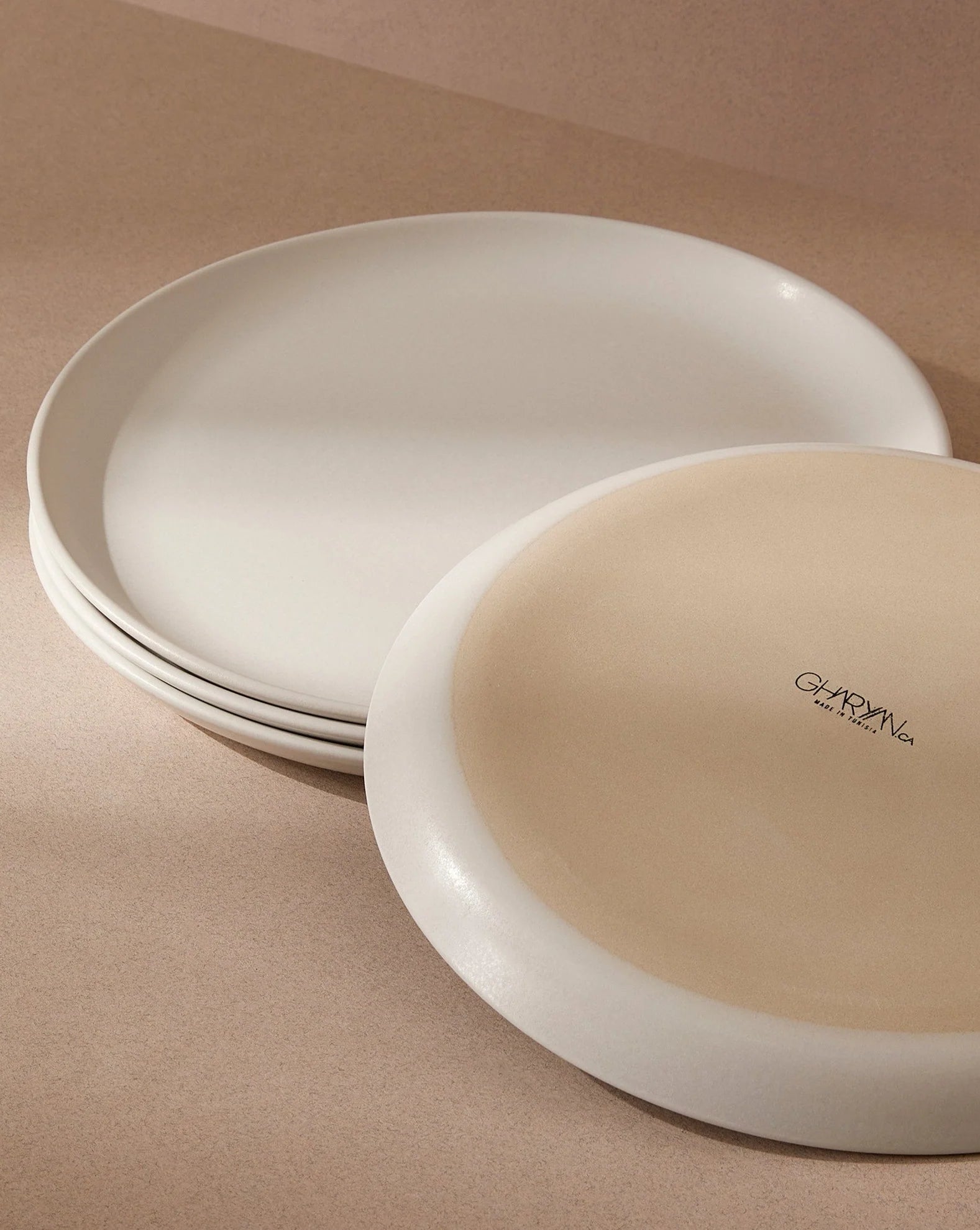 Stoneware Flat Salad Plate - White