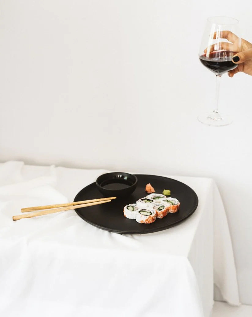 Stoneware Flat Salad Plate - Black