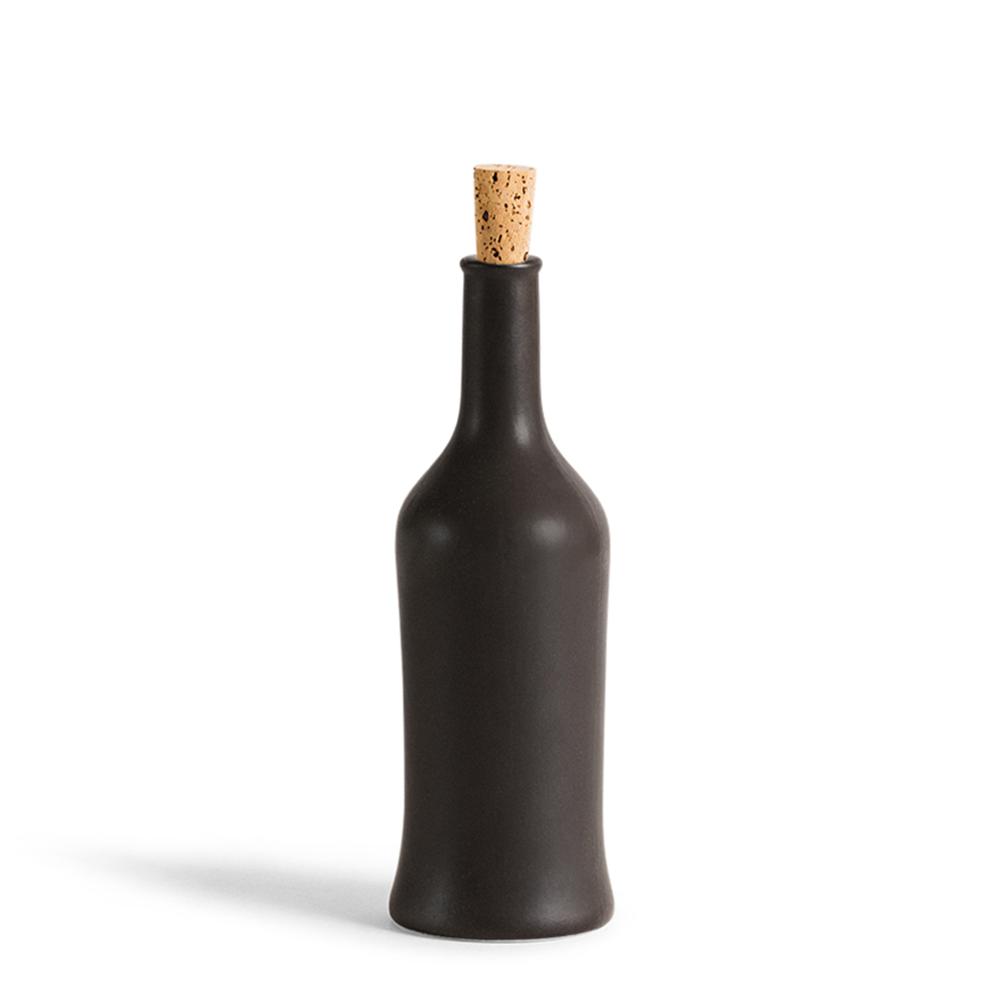 Black stoneware olive oil bottle, Brutto, perfect for storing and pouring olive oil, vinegar or maple syrup.
