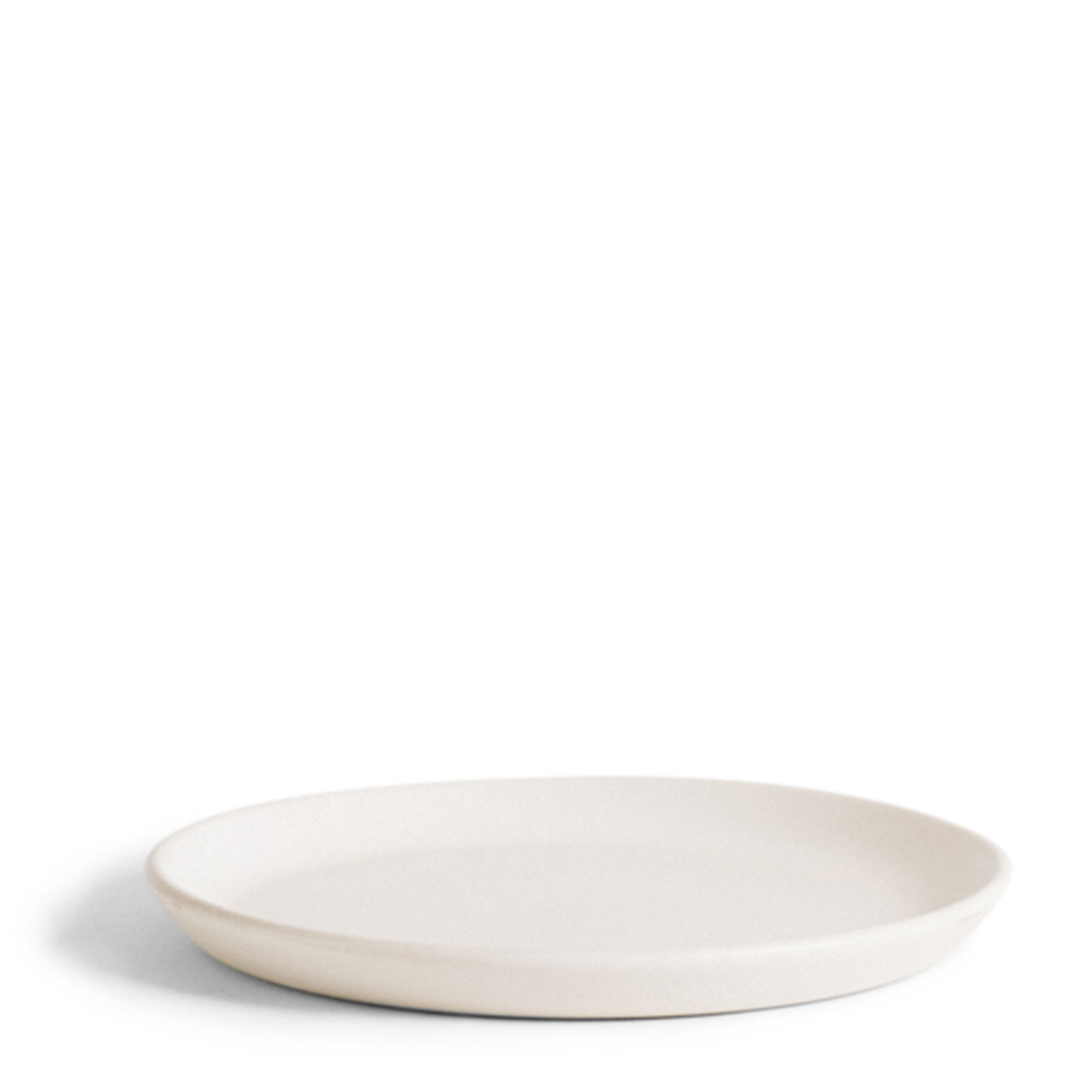 White stoneware flat side plate, perfect for serving side dishes or small snacks. Sleek design, ideal for both everyday use and special occasions.