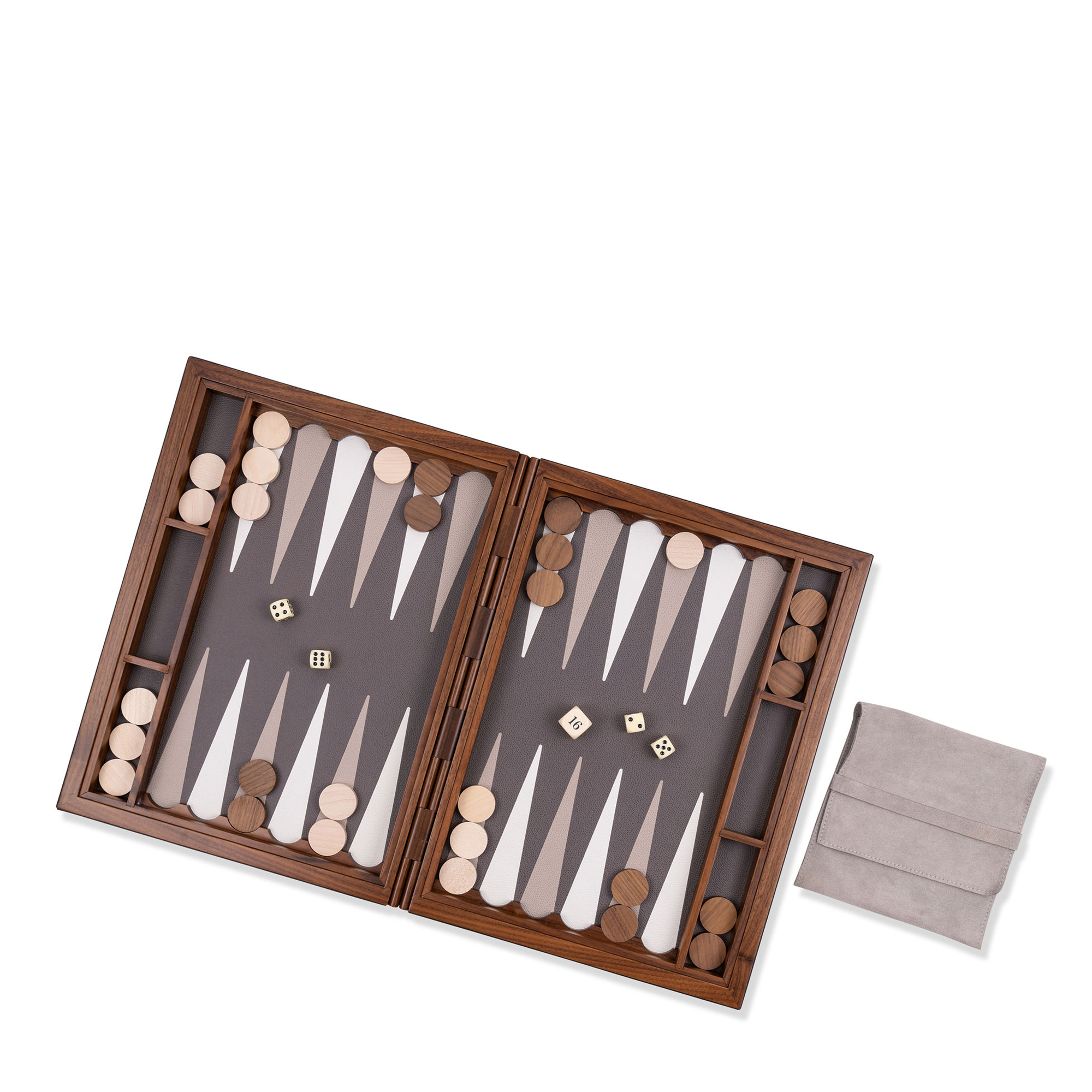 Leather Backgammon Case - Smoke Small