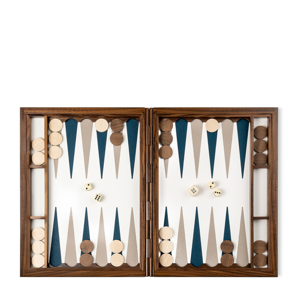 Leather Backgammon Set - Stone