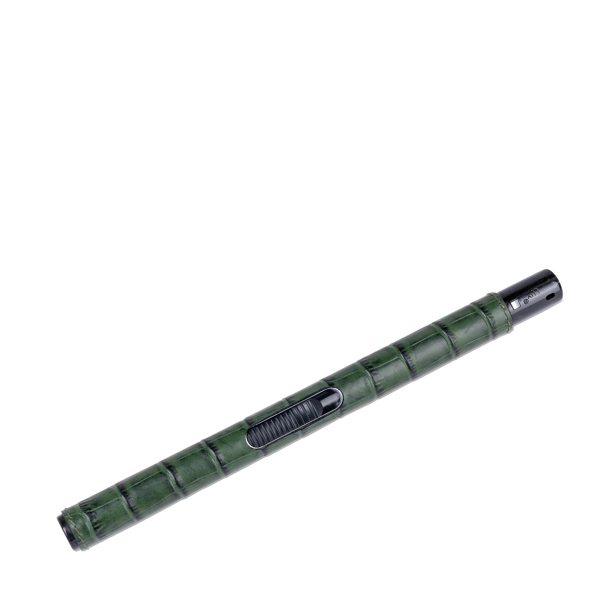 This green Candle Lighter covered in a luxurious croc-embossed calfskin leather is a perfect match for your candles, especially those that are hard to reach with the usual lighter, making an elegant addition to any space in your home.