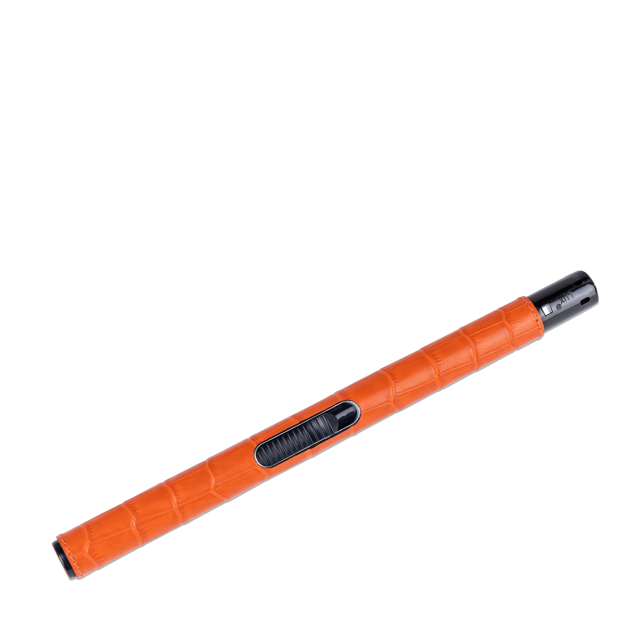 This orange Candle Lighter covered in a luxurious croc-embossed calfskin leather is a perfect match for your candles, especially those that are hard to reach with the usual lighter, making an elegant addition to any space in your home.