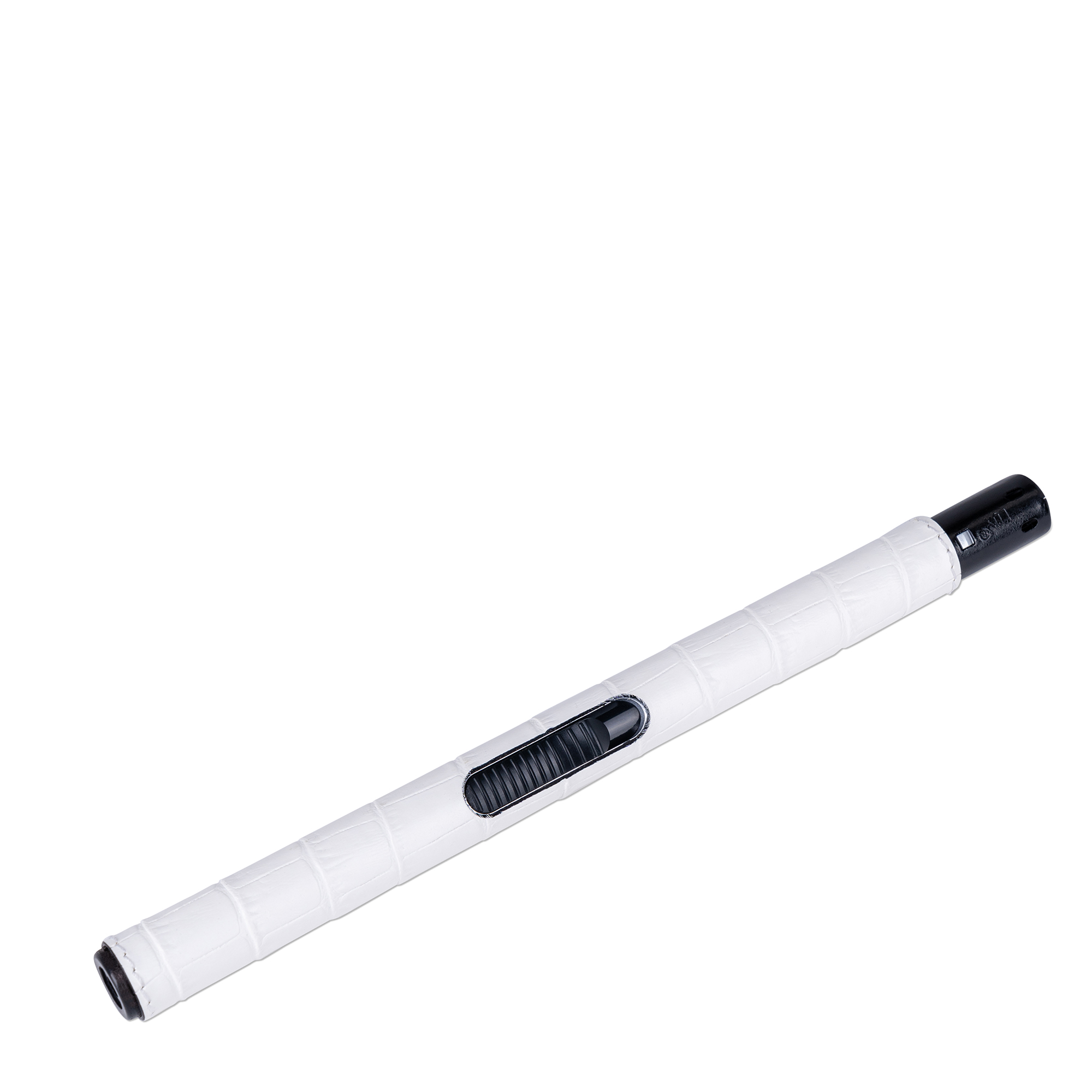 This white Candle Lighter covered in a luxurious croc-embossed calfskin leather is a perfect match for your candles, especially those that are hard to reach with the usual lighter, making an elegant addition to any space in your home.