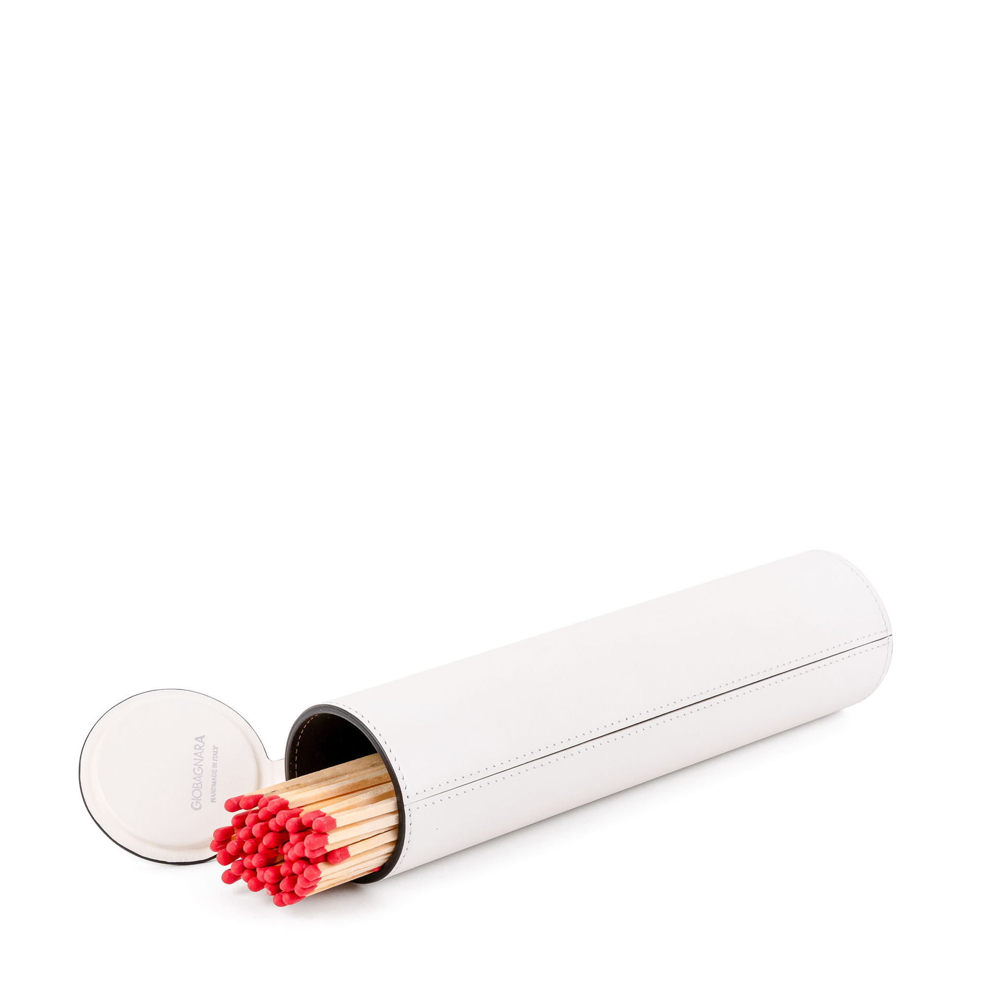 This luxurious set of giant matches in a premium white calfskin-wrapped holder is the chicest way to light your fires. It includes 60 matches and has a strike pad at the base of the holder.