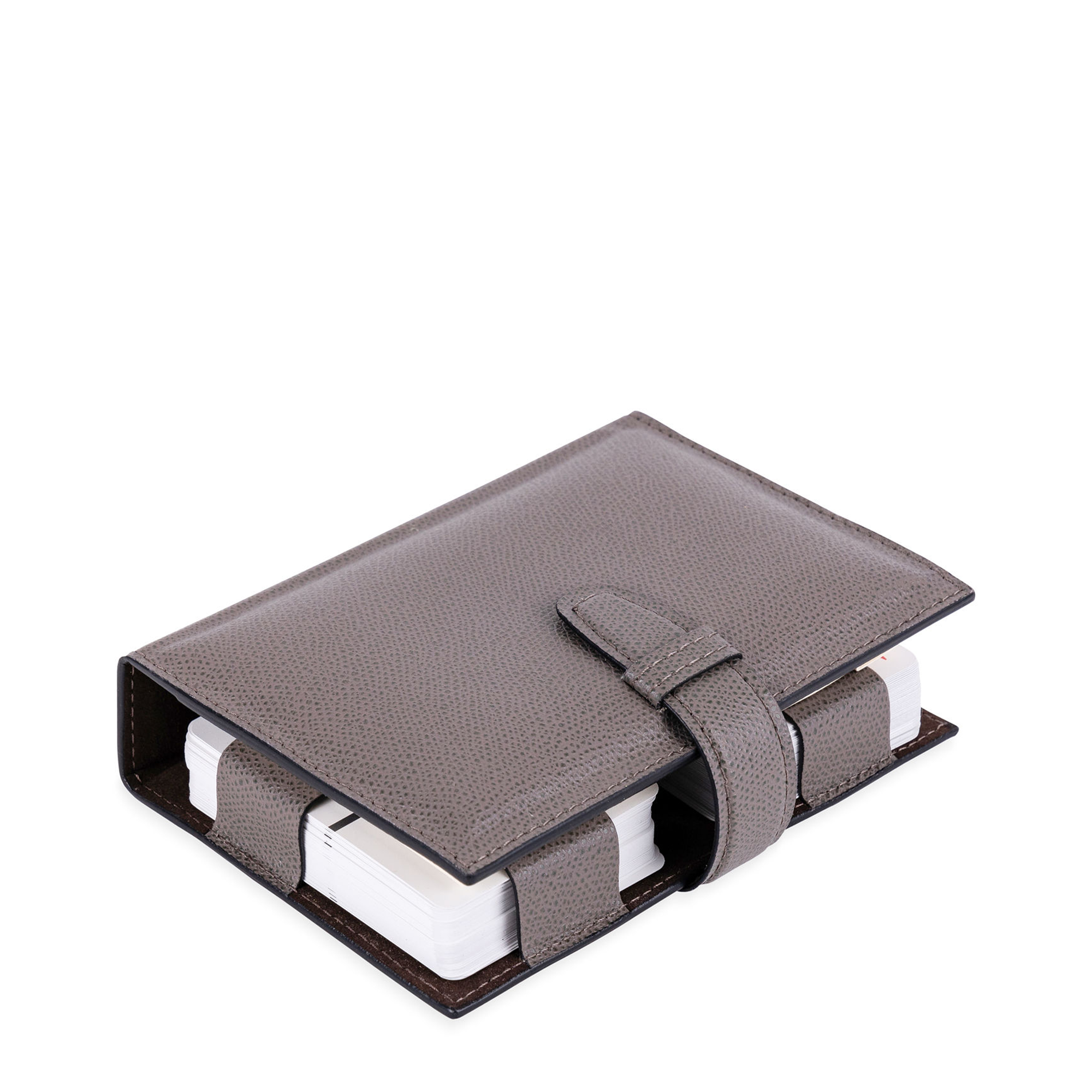 Smoke golf embossed leather playing card holder, Jolly, perfect for storing and protecting your playing cards.