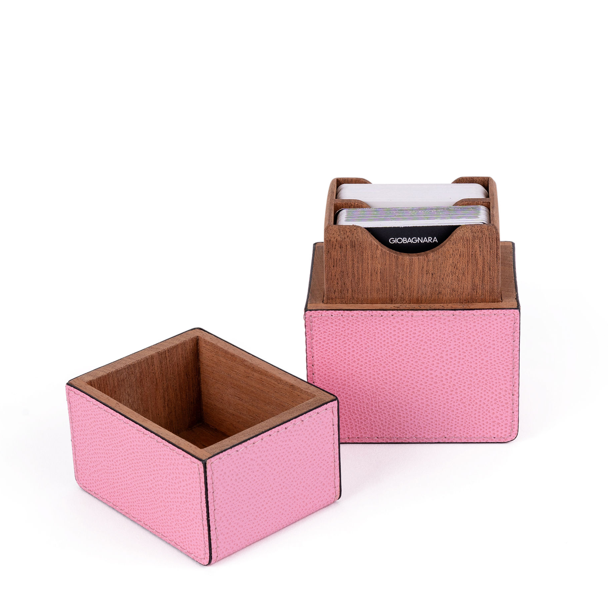 Naples Leather Playing Card Holder - Pink Boar