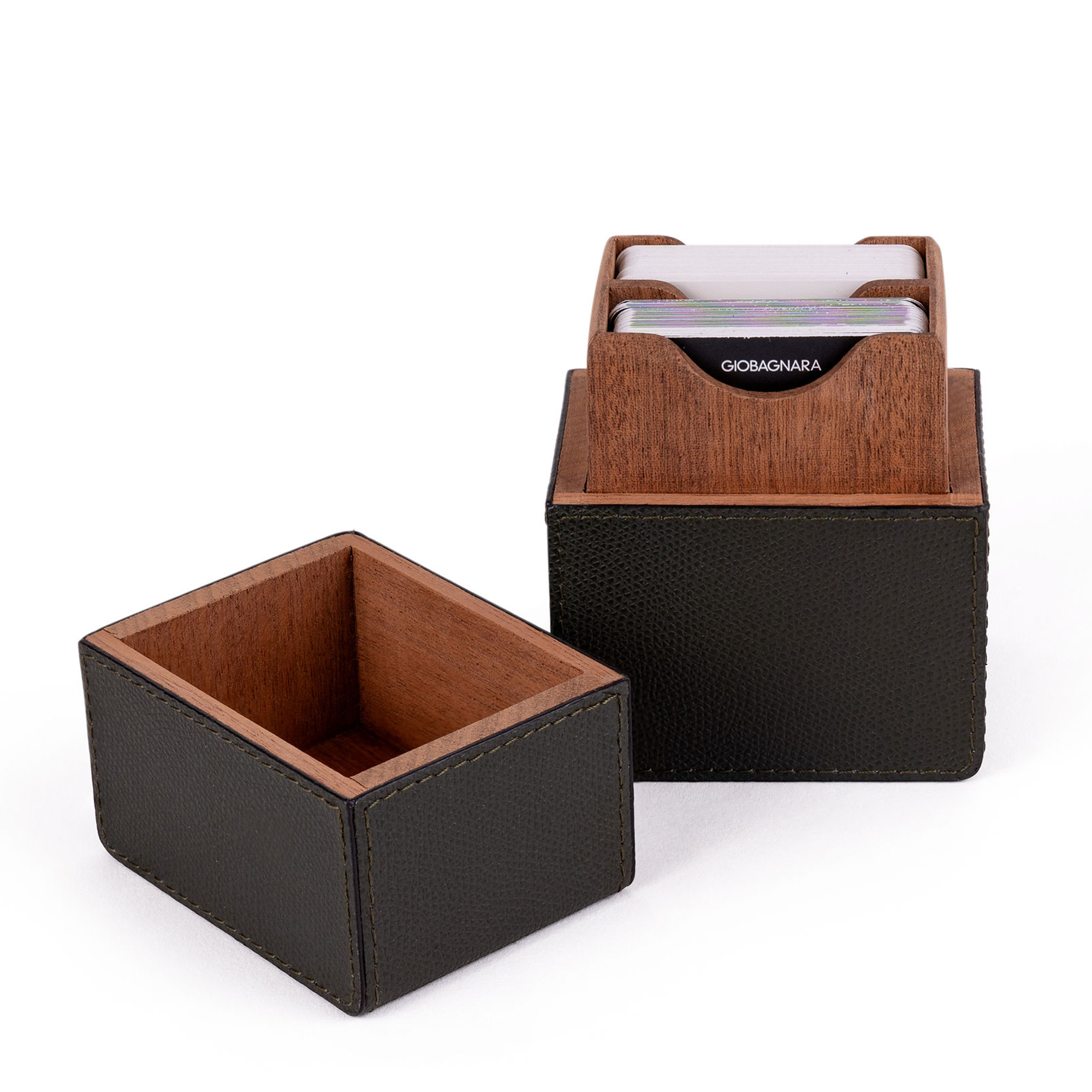 Naples Leather Playing Card Holder - Slate Boar