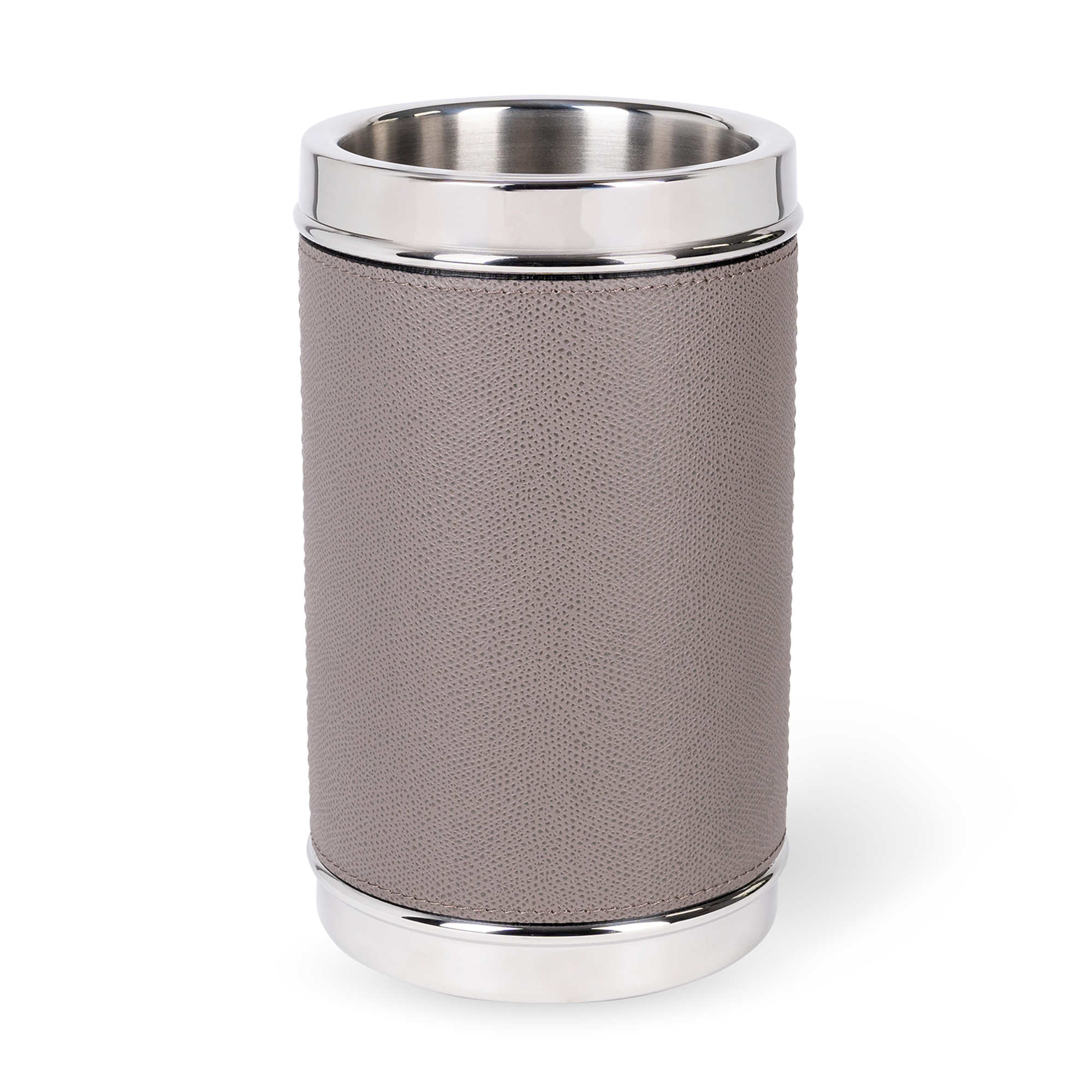 Encased in the finest calfskin, this Mud Ocean Bottle Cooler keeps your beverages cool in style. A sleek and elegant design makes it a statement accessory for any gathering.