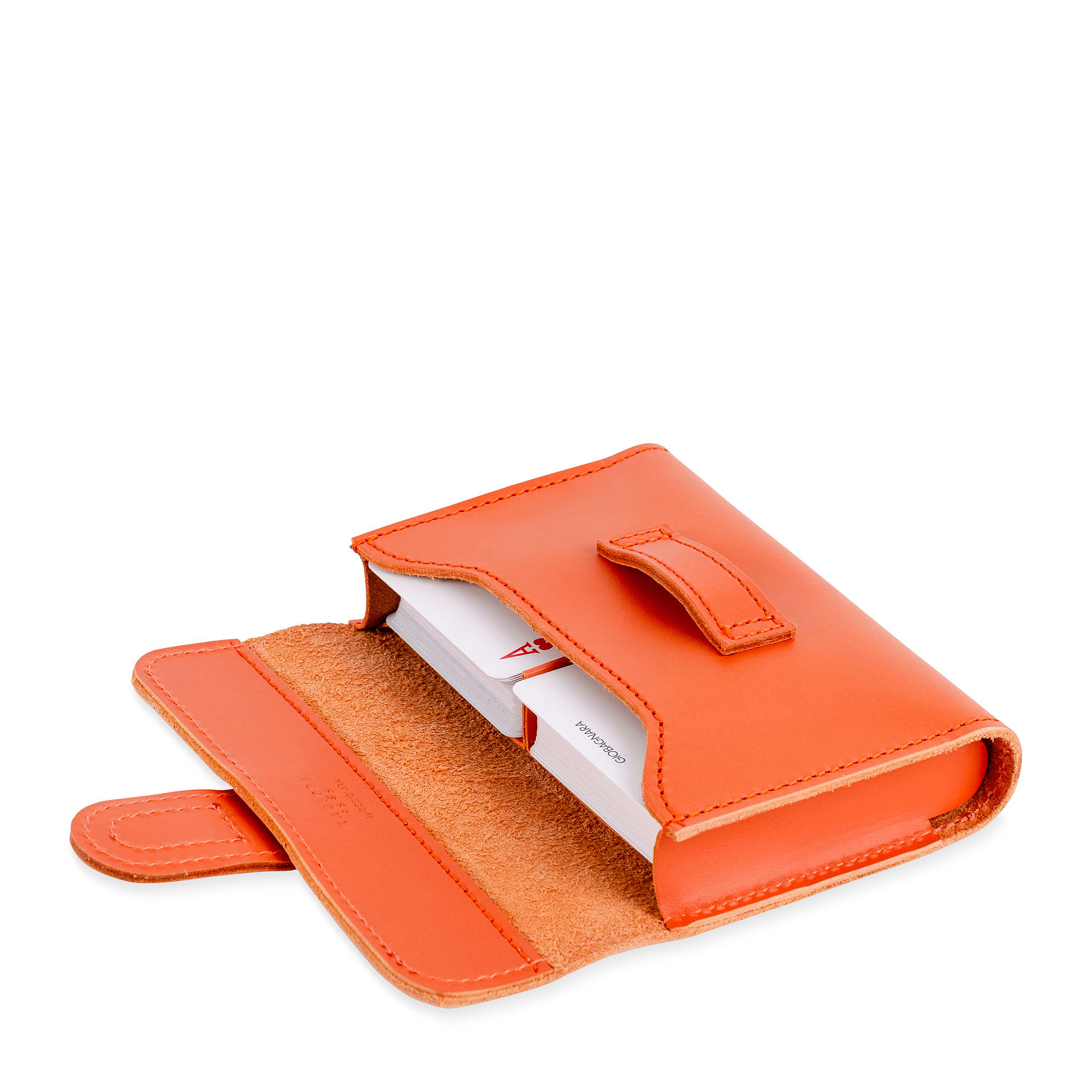 Passepartout Leather Playing Card Holder - Mango Saddle