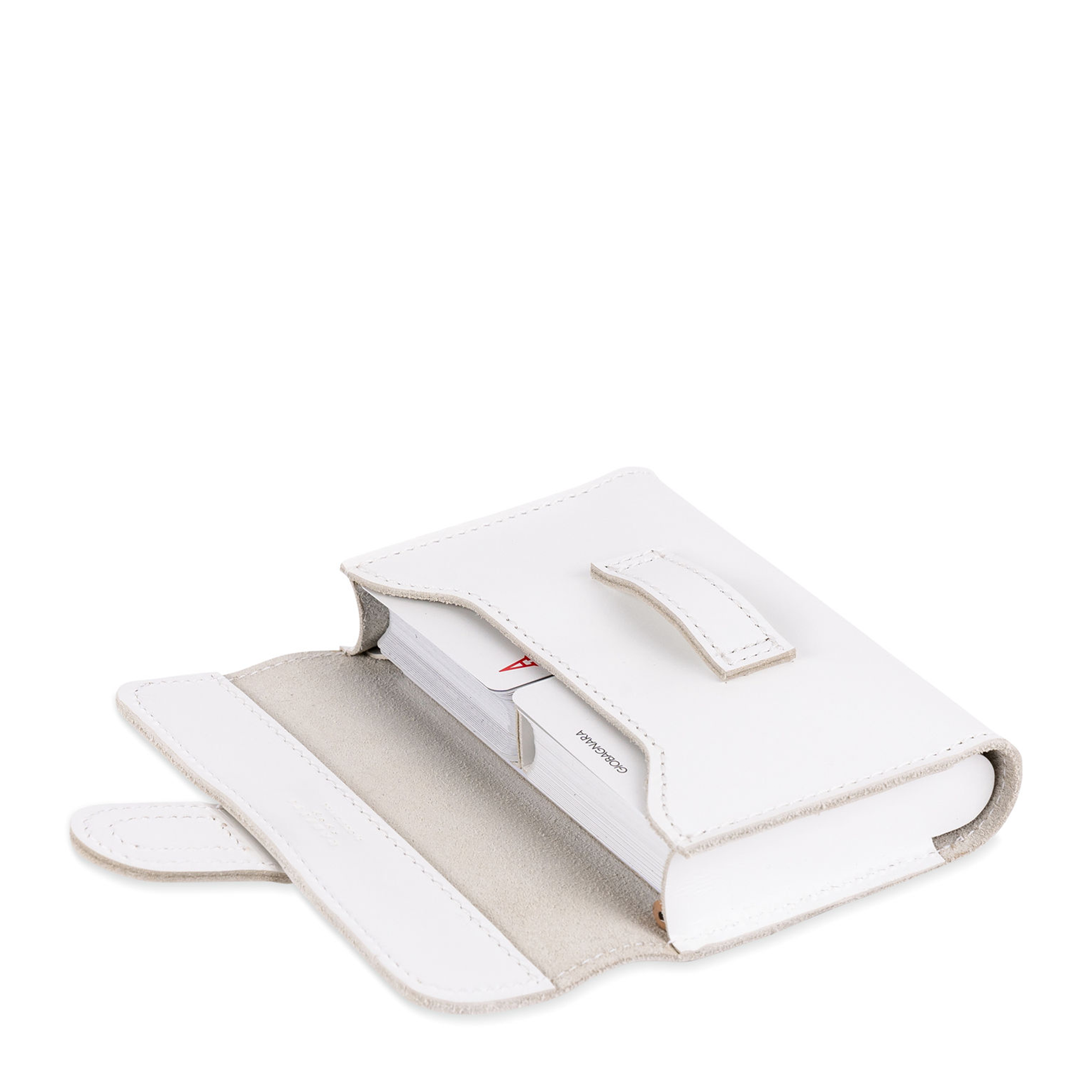 Passepartout Leather Playing Card Holder - White Saddle