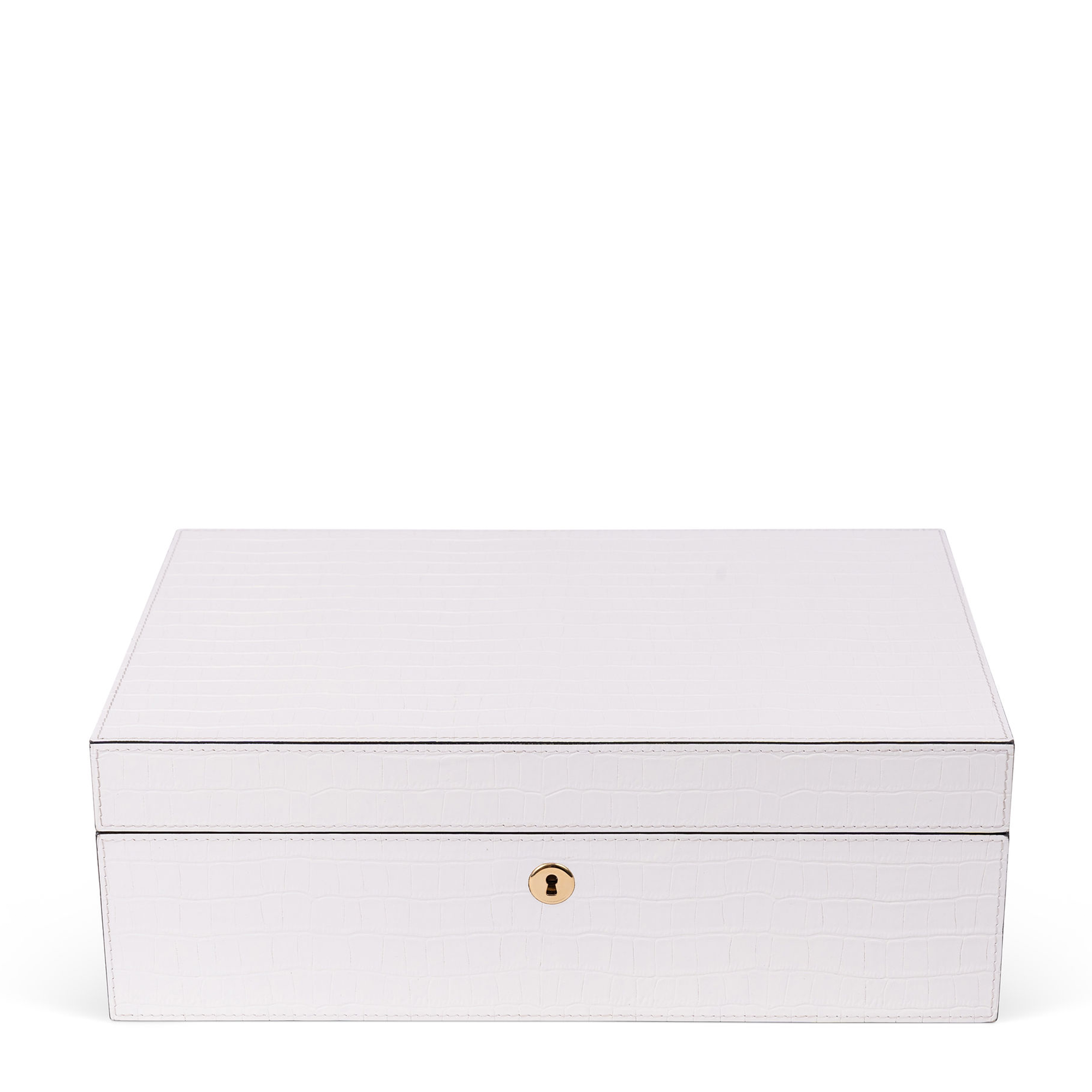 Leather Jewelry Box - White Crocodile