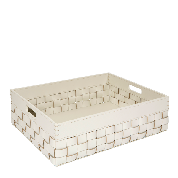 Riviere Barcelona Leather Outdoor Leather Basket - Ivory Large
