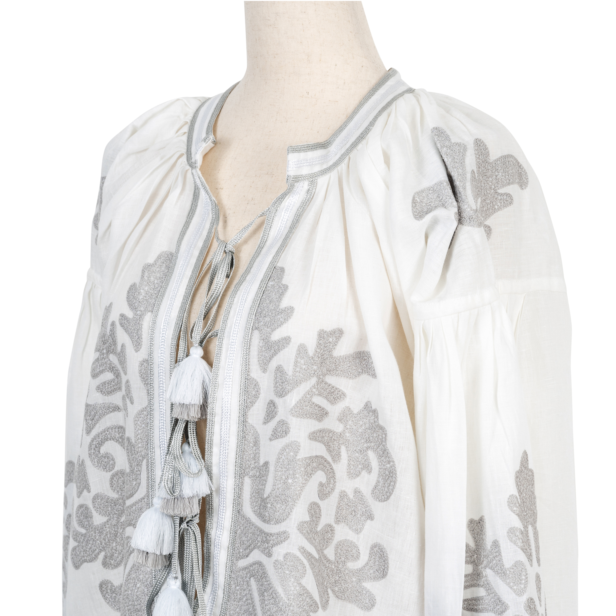 Grayson Dress - White + Grey