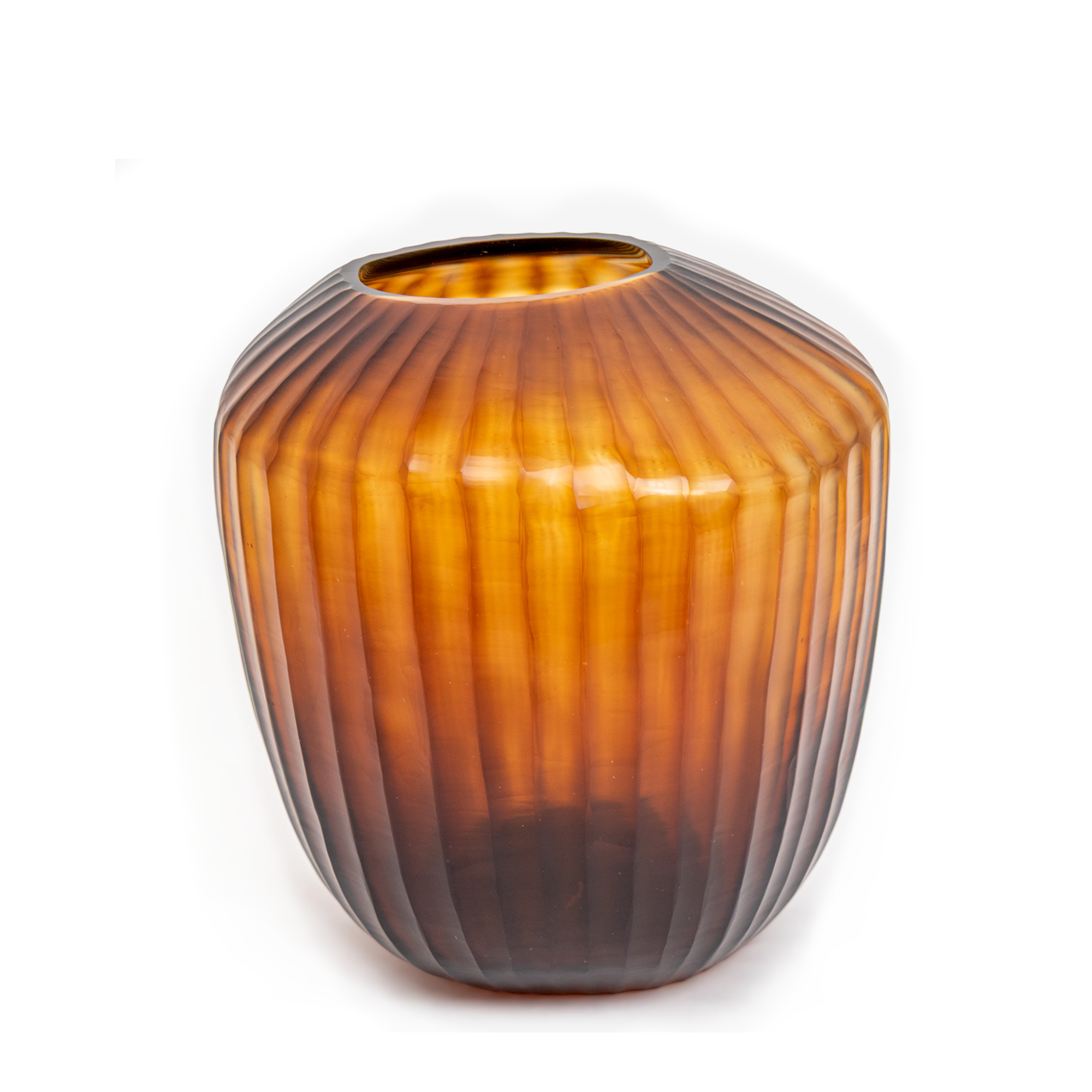 Simius Vase Round - Butter/Brown
