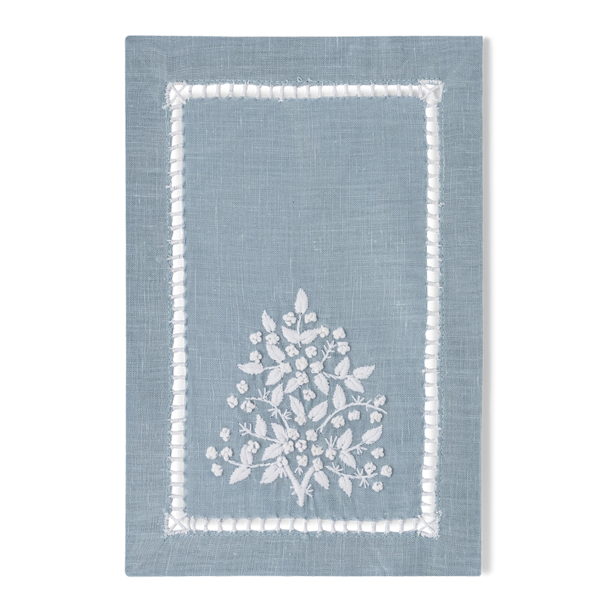 Jardin Linen Napkin - White on Sky