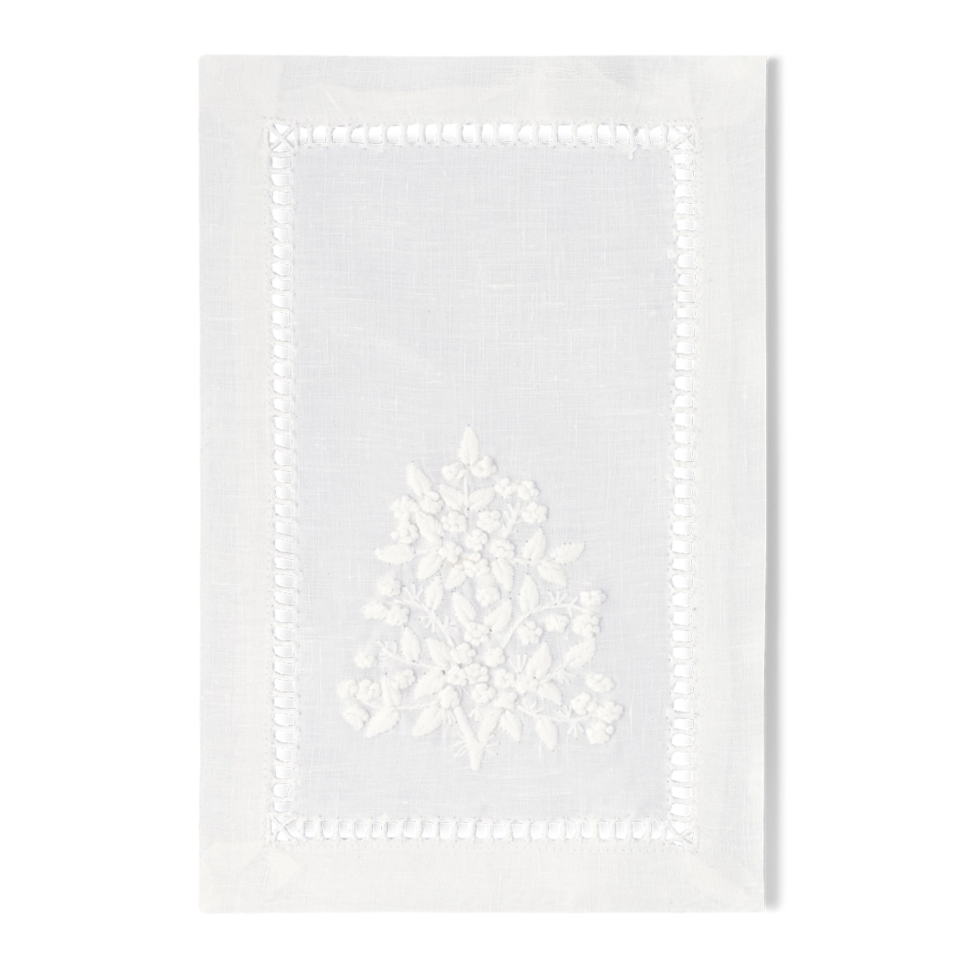 Jardin Linen Napkin - White on White