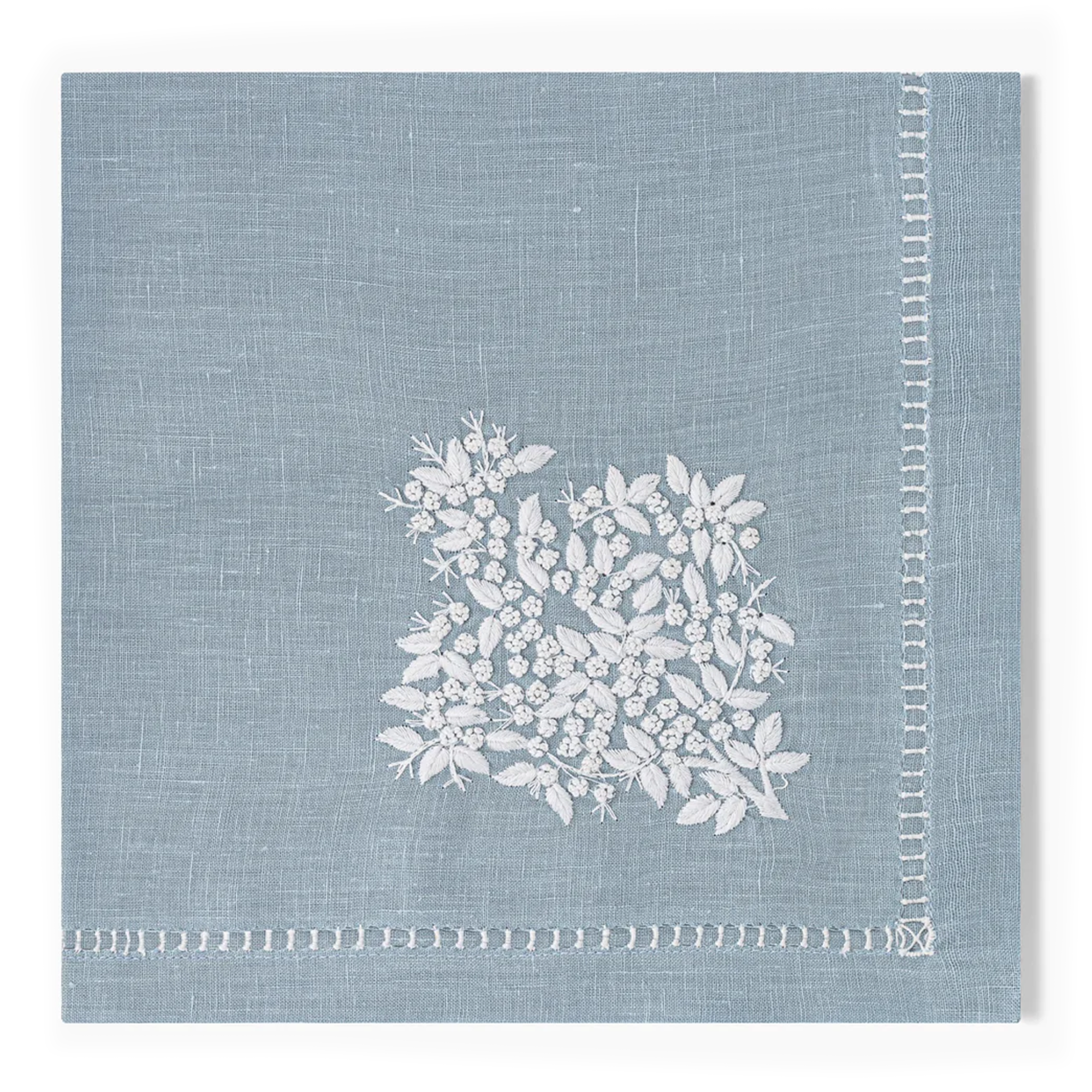 Jardin Embroidered Linen Dinner Napkin - Sky