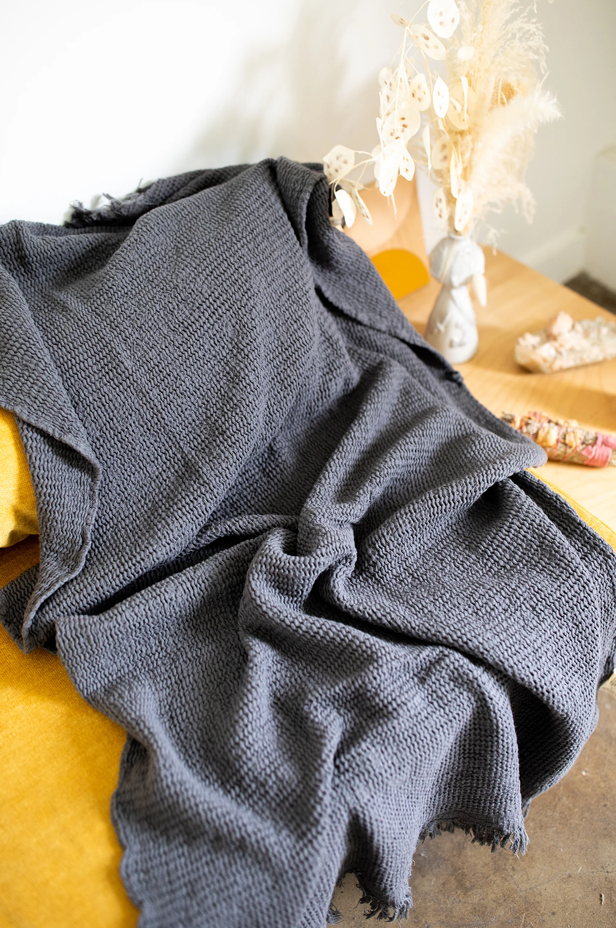 Ella Waffle Bath Towel - Anthracite