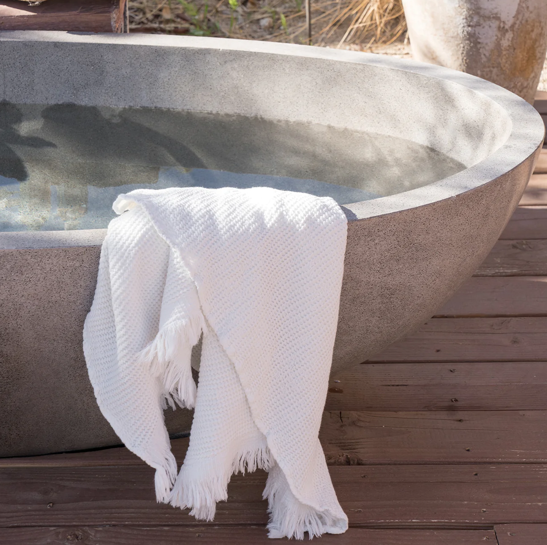 Ella Waffle Bath Towel - White