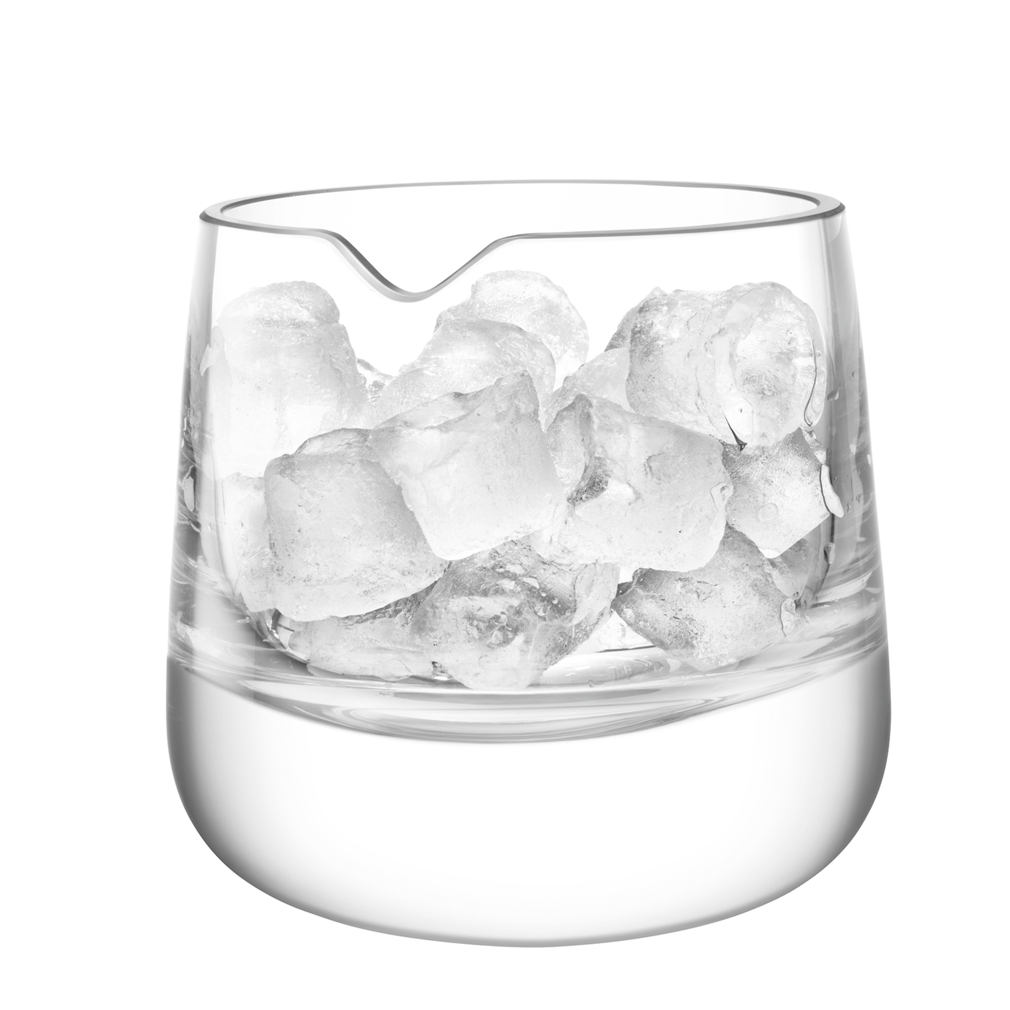 Mouth-blown by skilled glassblowers, this elegant ice bucket features a refined form. The thick, polished rim has an undulating groove for holding a spoon or tongs, with the curved, heavy base.