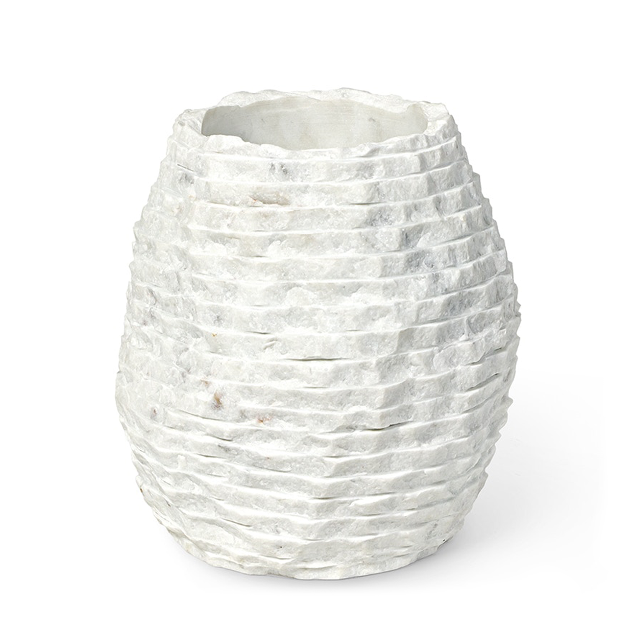 Ambrose Chiseled Vase Short - Marble