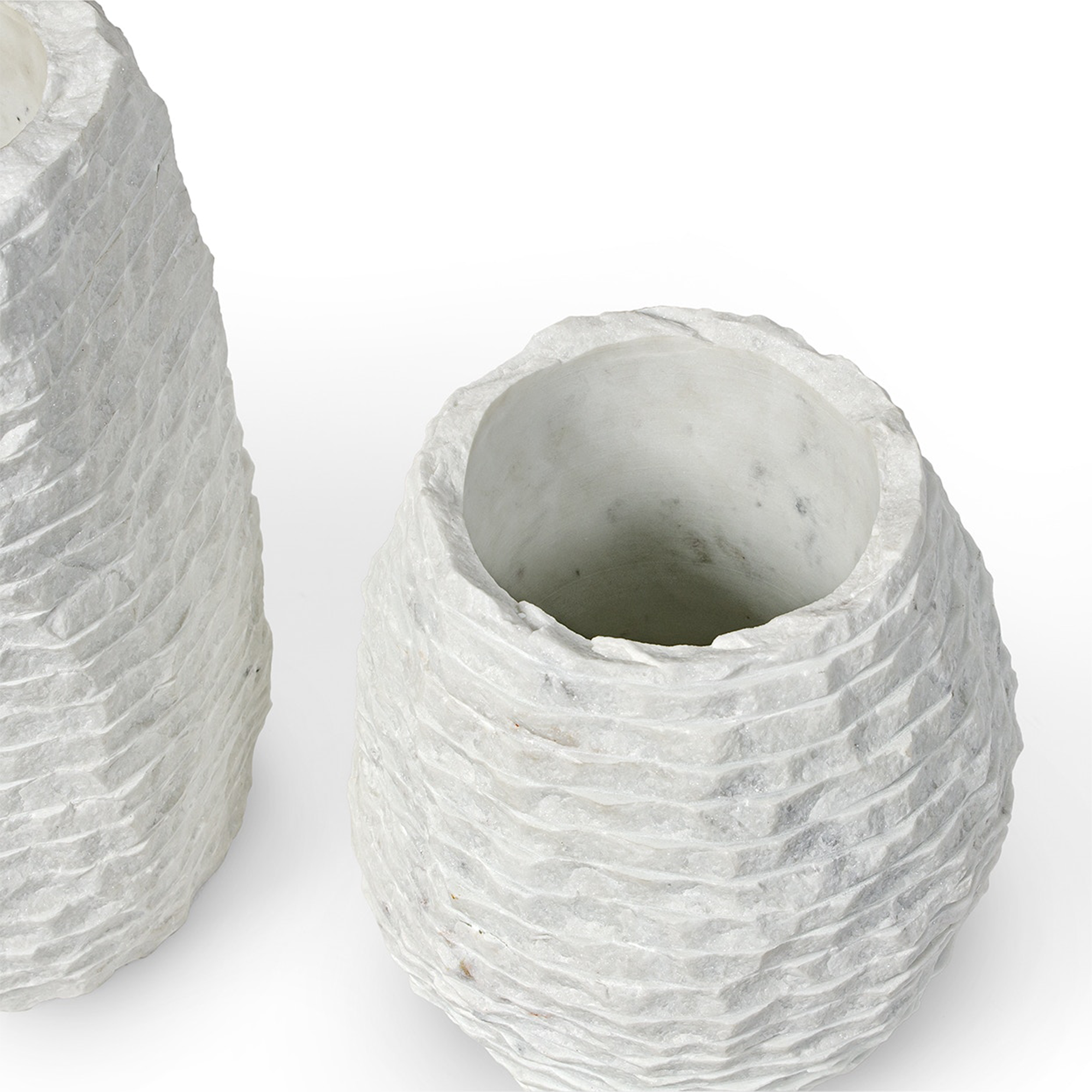 Ambrose Chiseled Vase Short - Marble