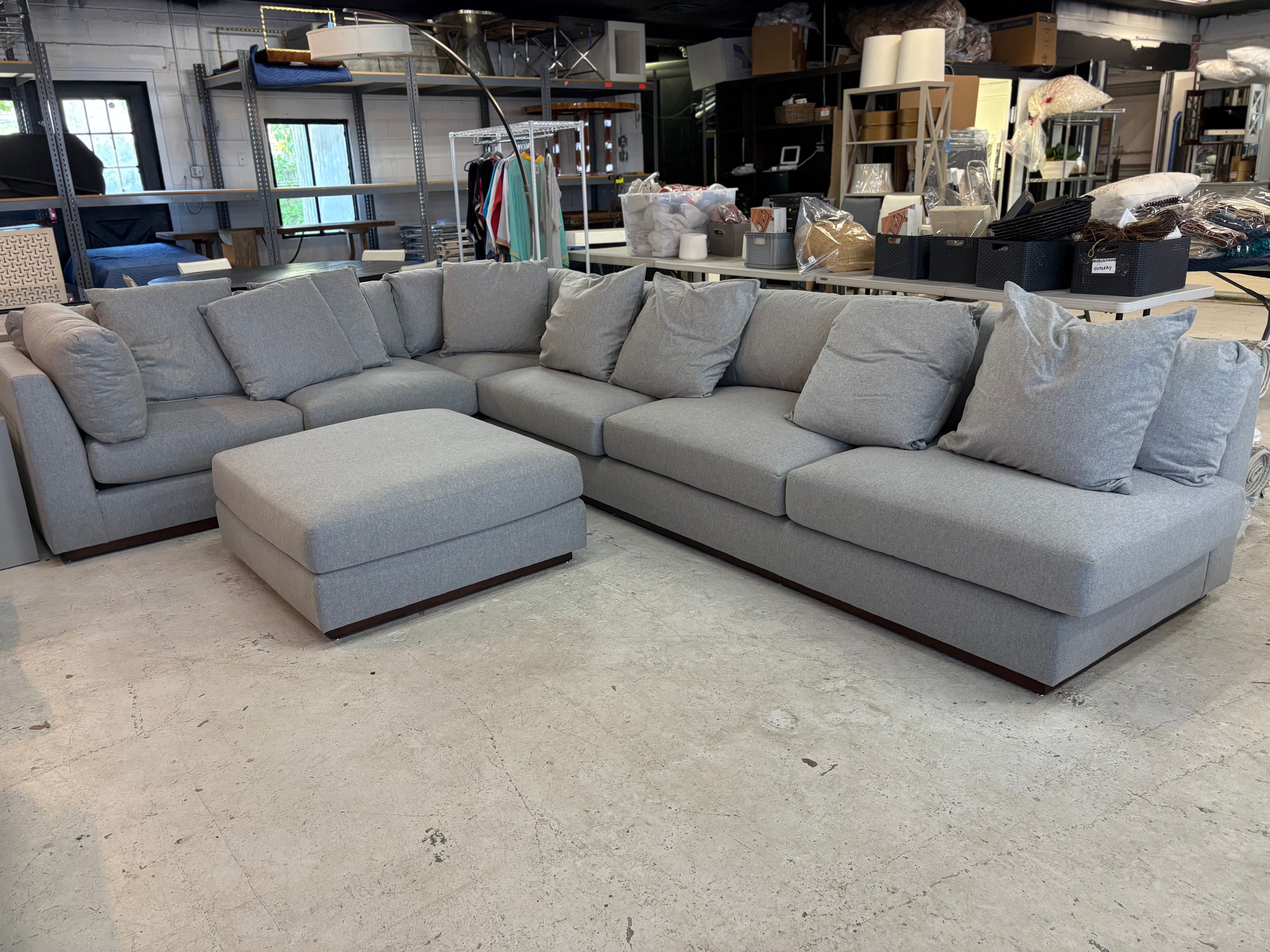 Sofa with Ottoman - Grey