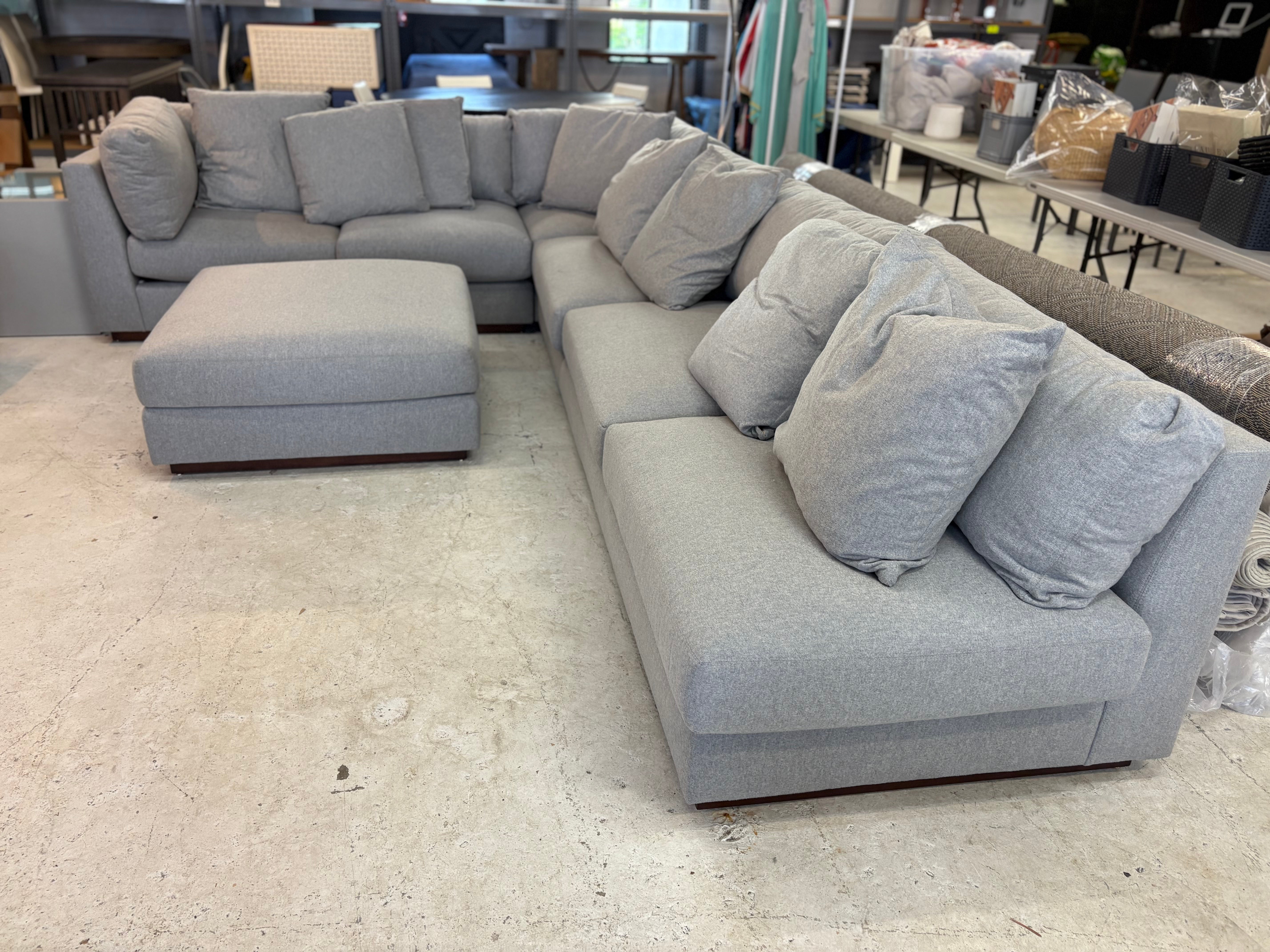 Sofa with Ottoman - Grey