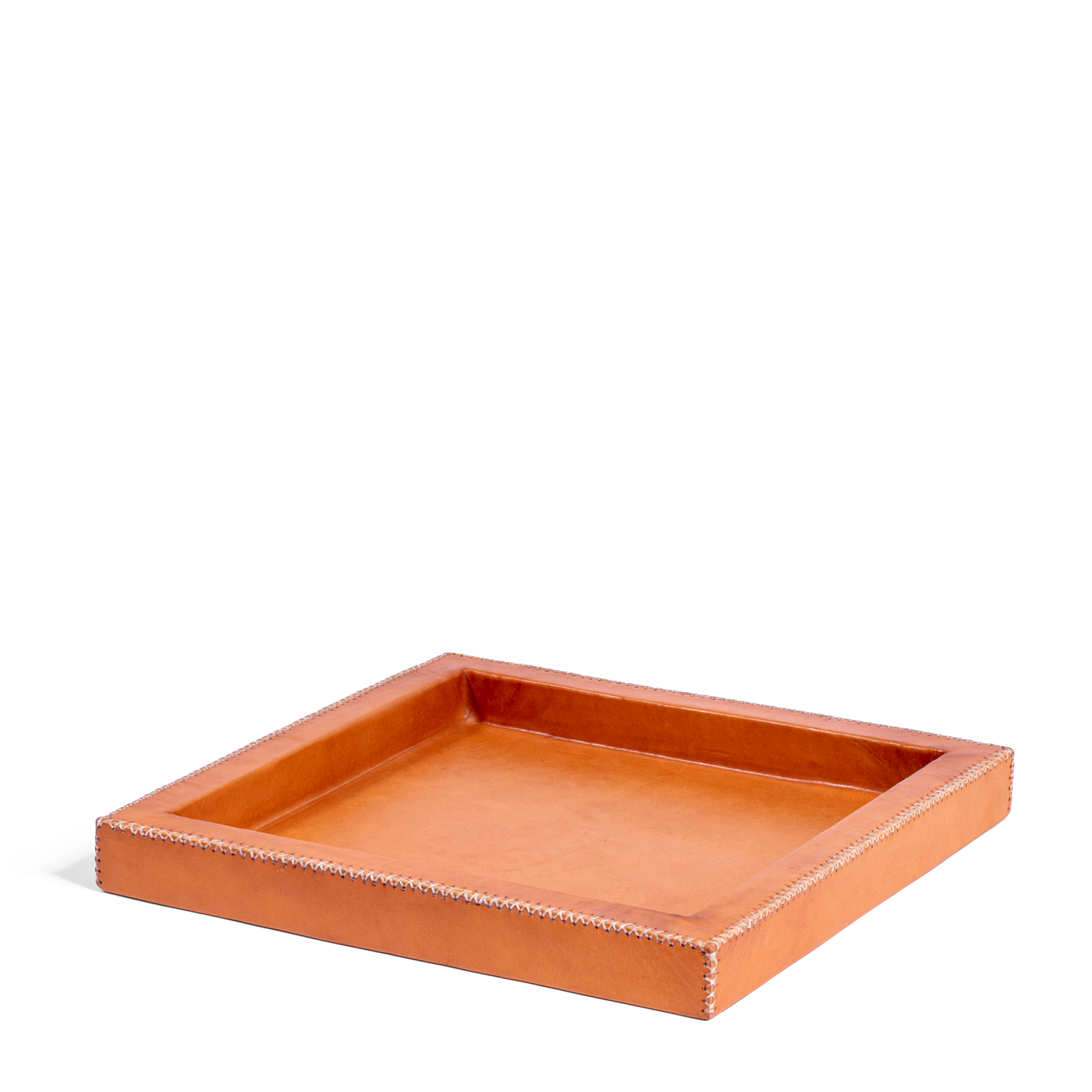 Square Leather Tray - Natural