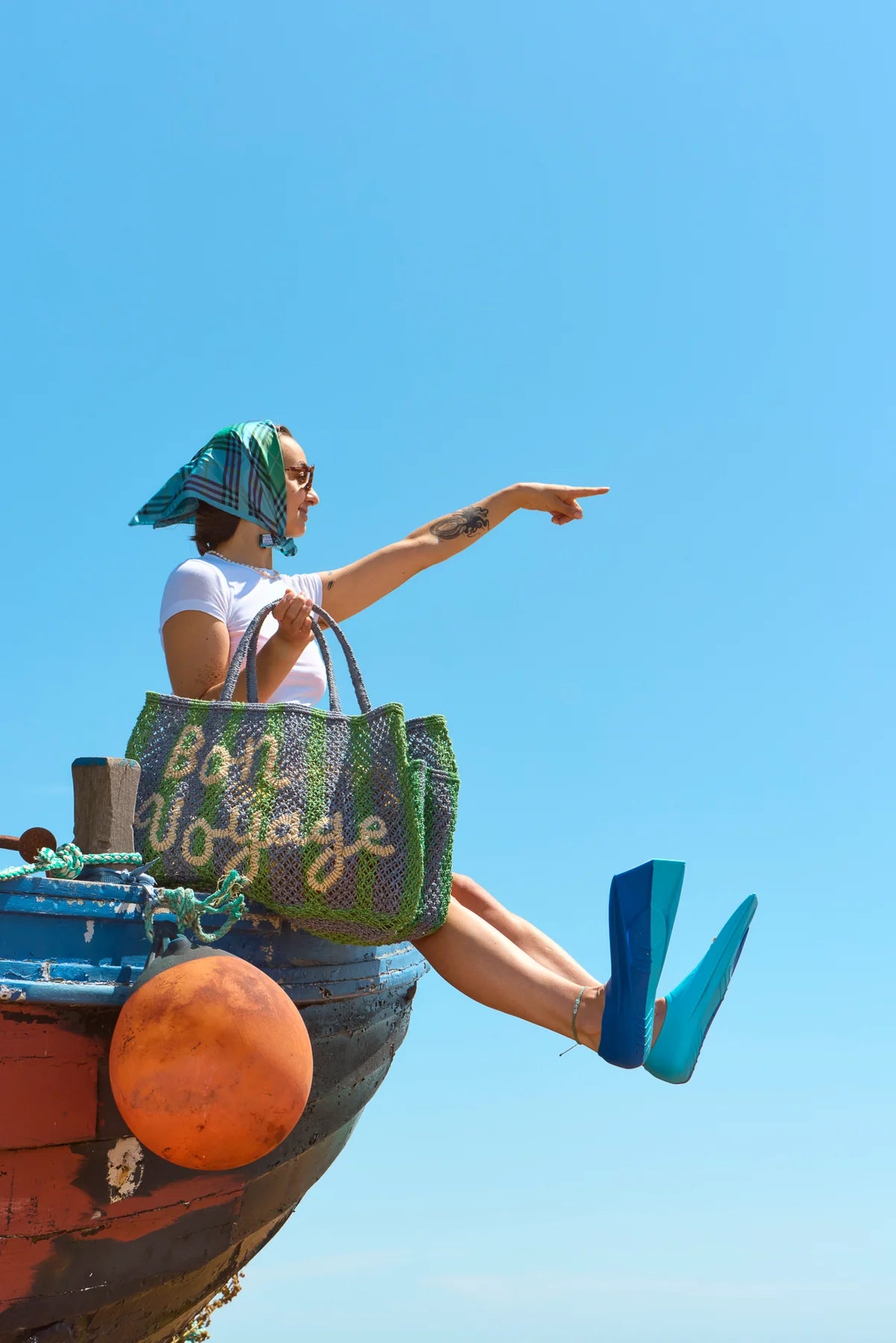 Bon Voyage Stripe Tote - Barry Ocean + Natural
