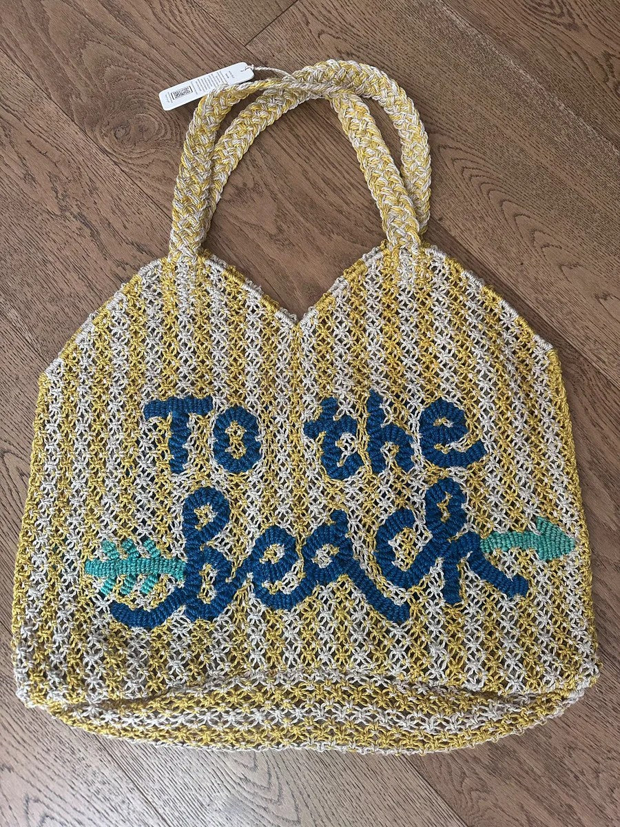 To The Beach Stripe Tote - Drew Yellow