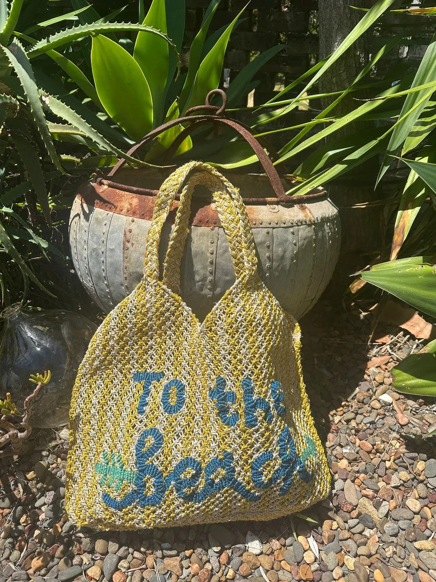 To The Beach Stripe Tote - Drew Yellow