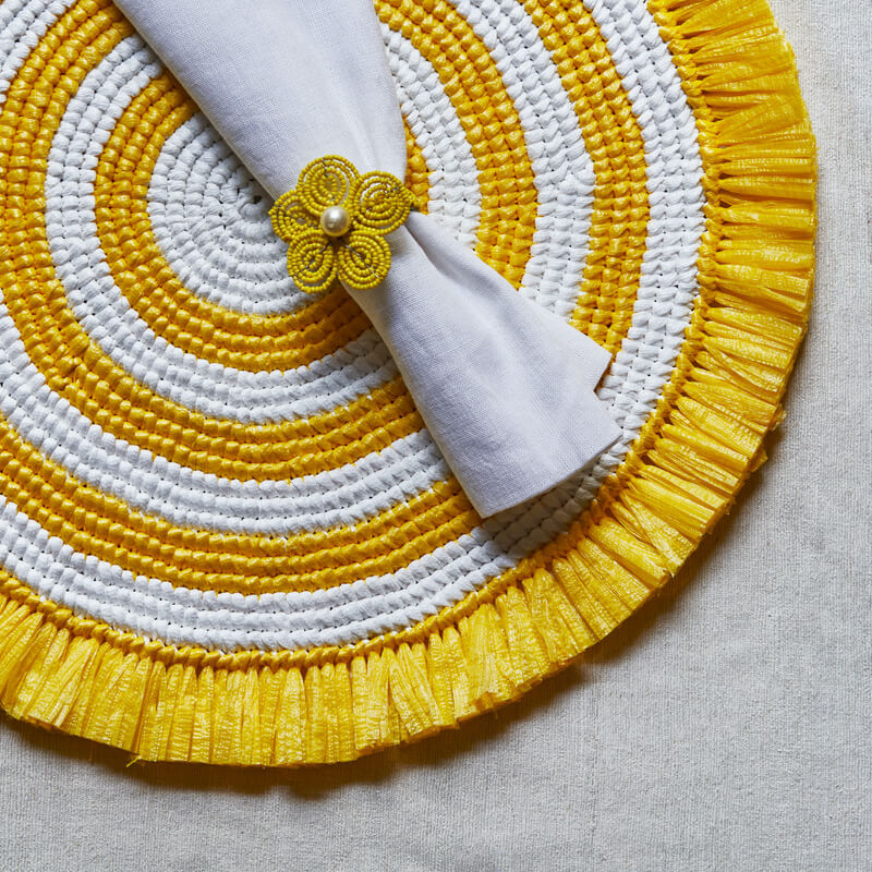 Floral Napkin Ring - Yellow