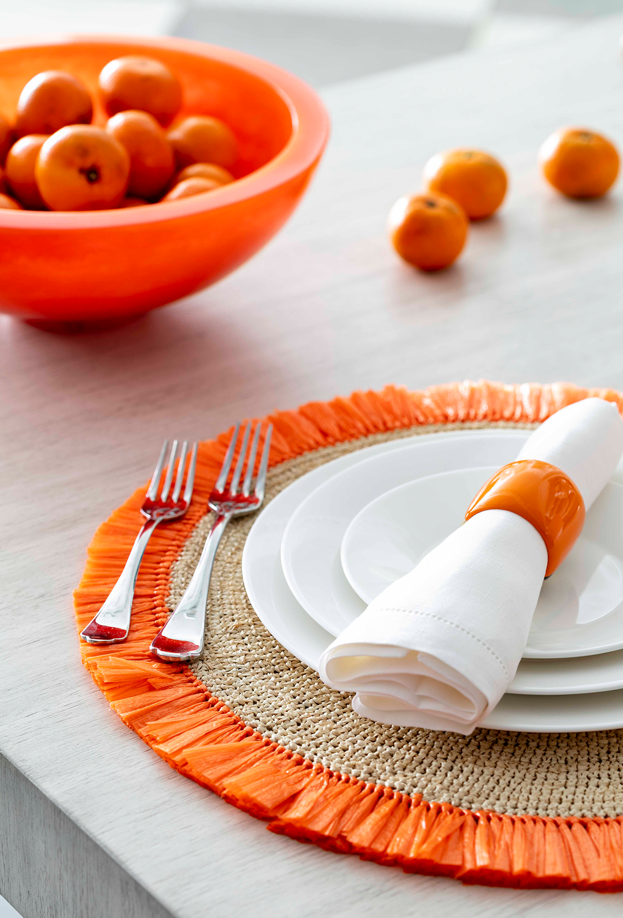 Horn + Lacquer Napkin Ring - Orange